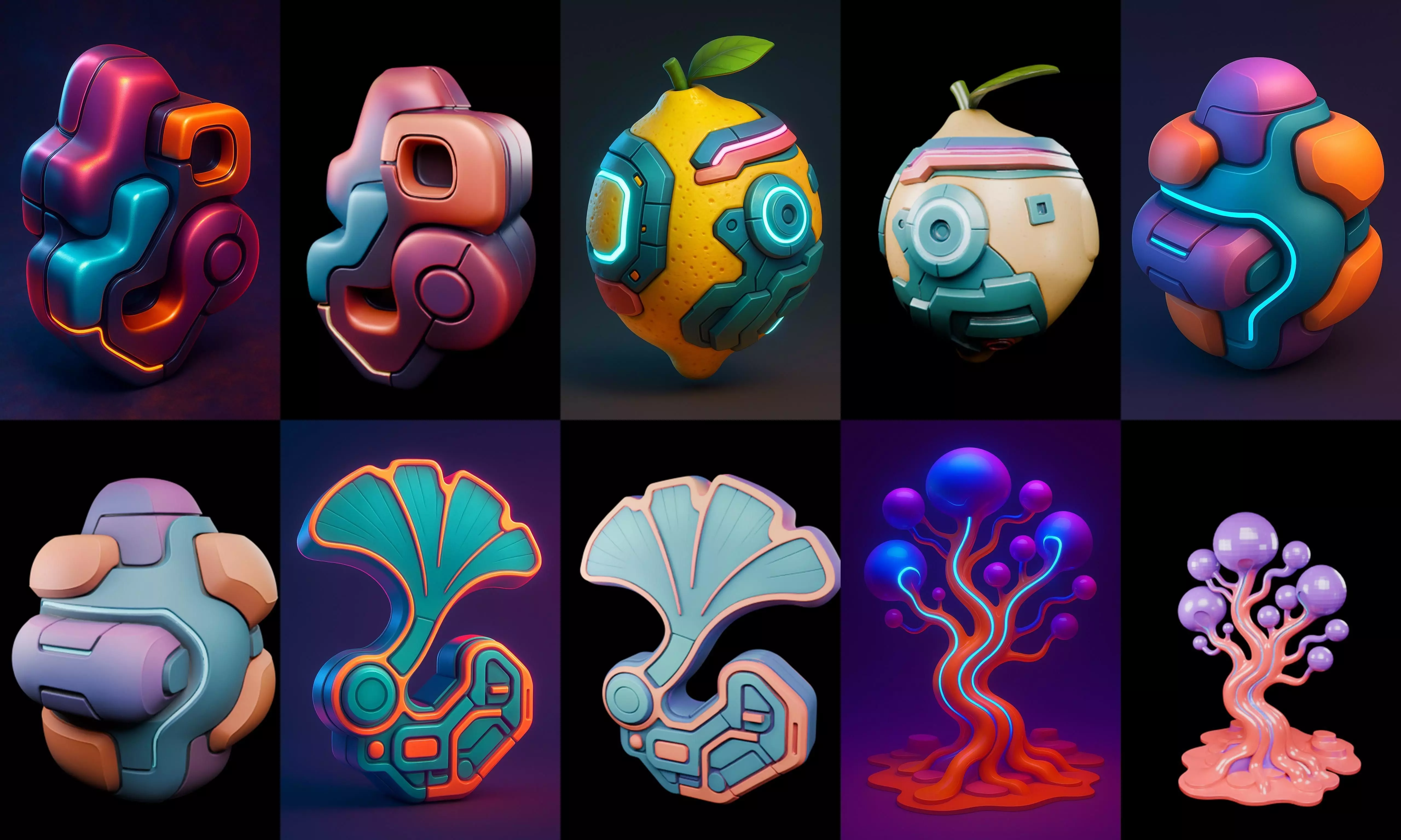 Abstract Shape bundle 9 pack 100 glb 3D model_3