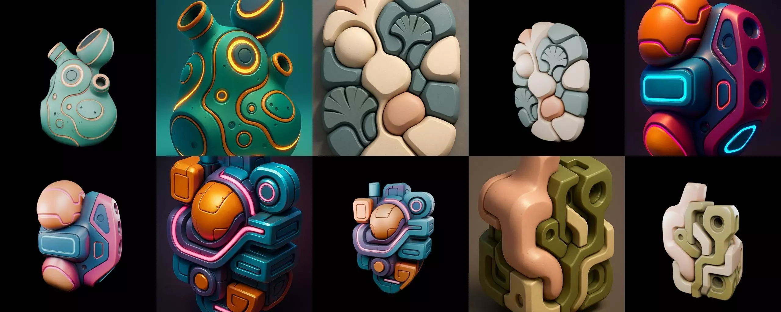Abstract Shape bundle 9 pack 100 glb 3D model_10