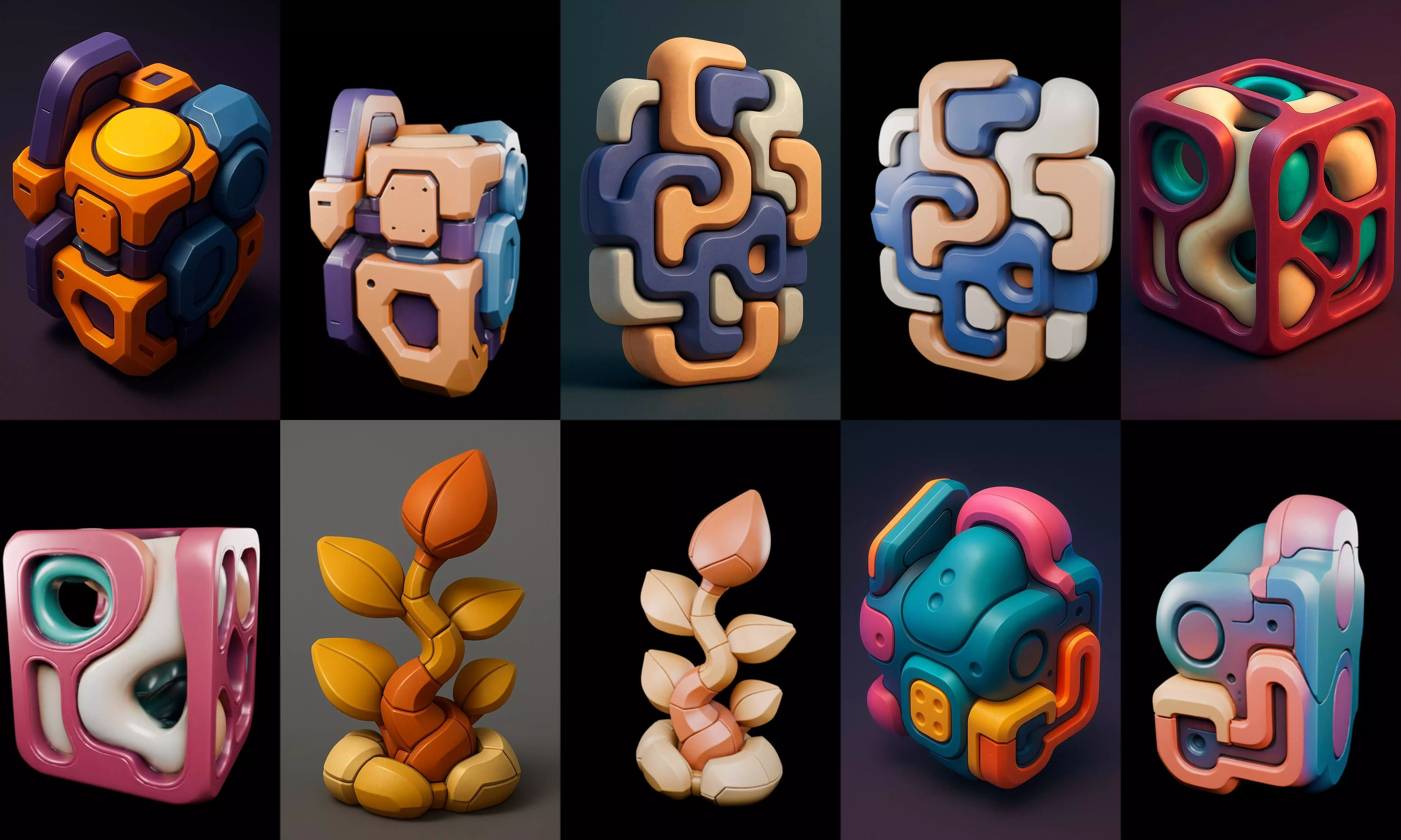 Abstract Shape bundle 9 pack 100 glb 3D model_5