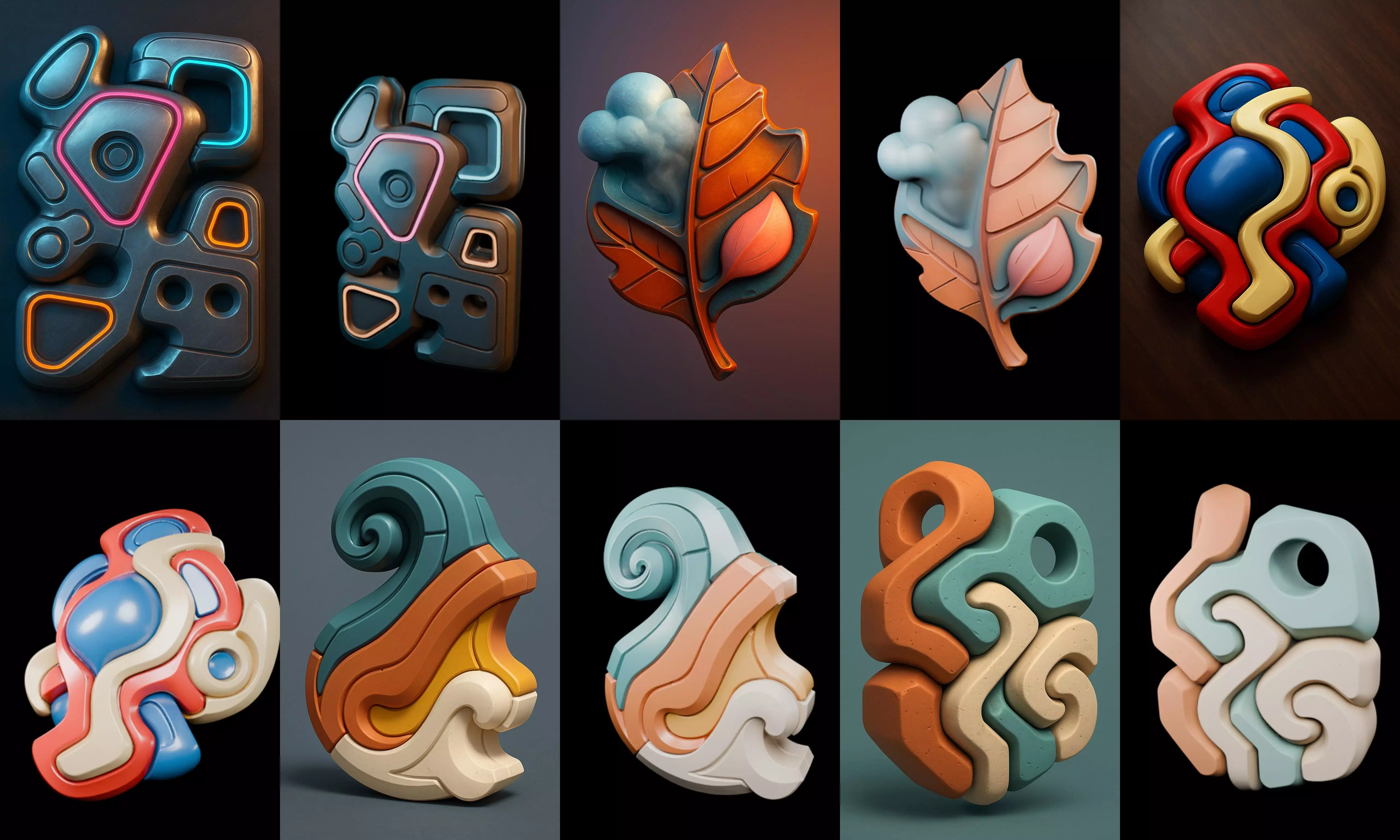 Abstract Shape bundle 9 pack 100 glb 3D model_7