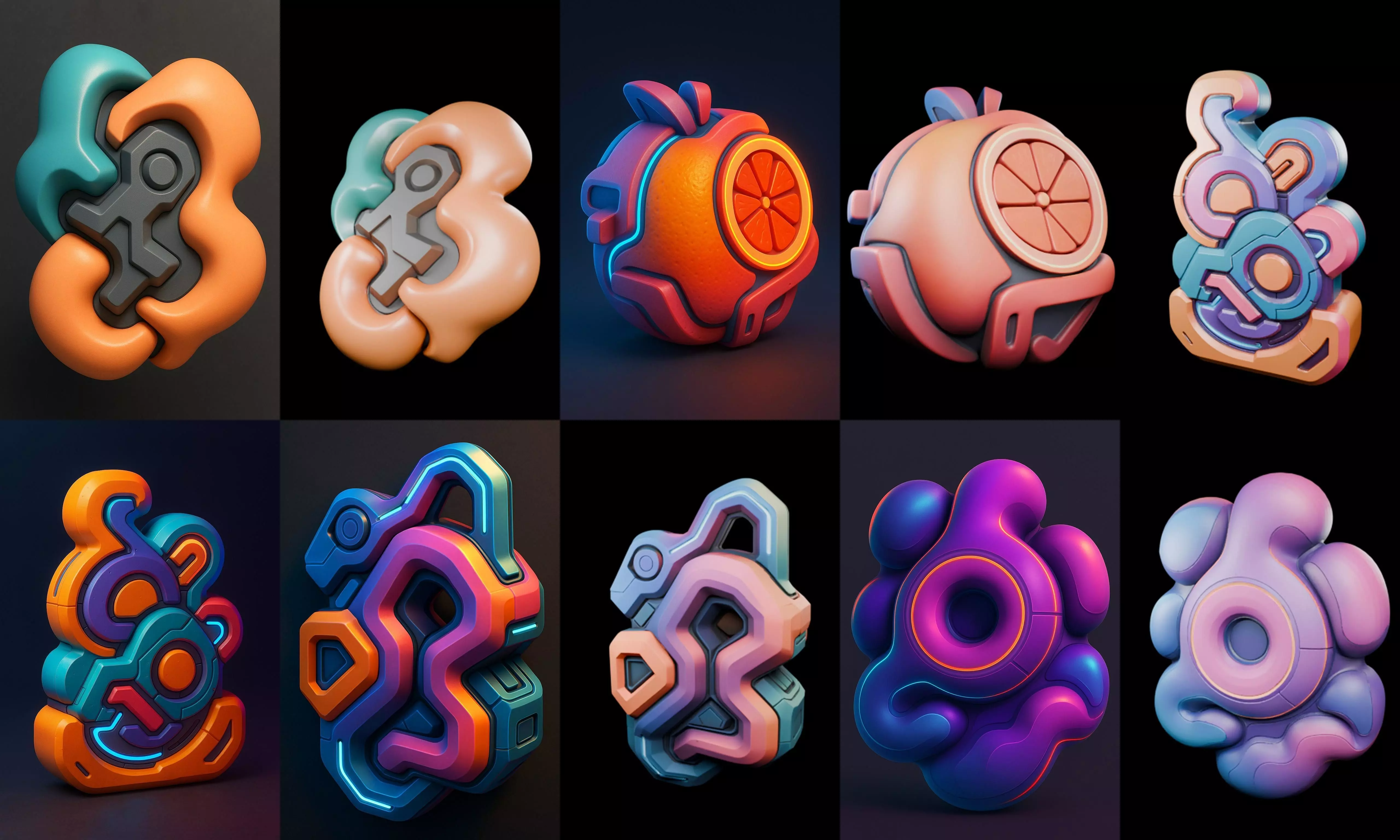 Abstract Shape bundle 9 pack 100 glb 3D model_11