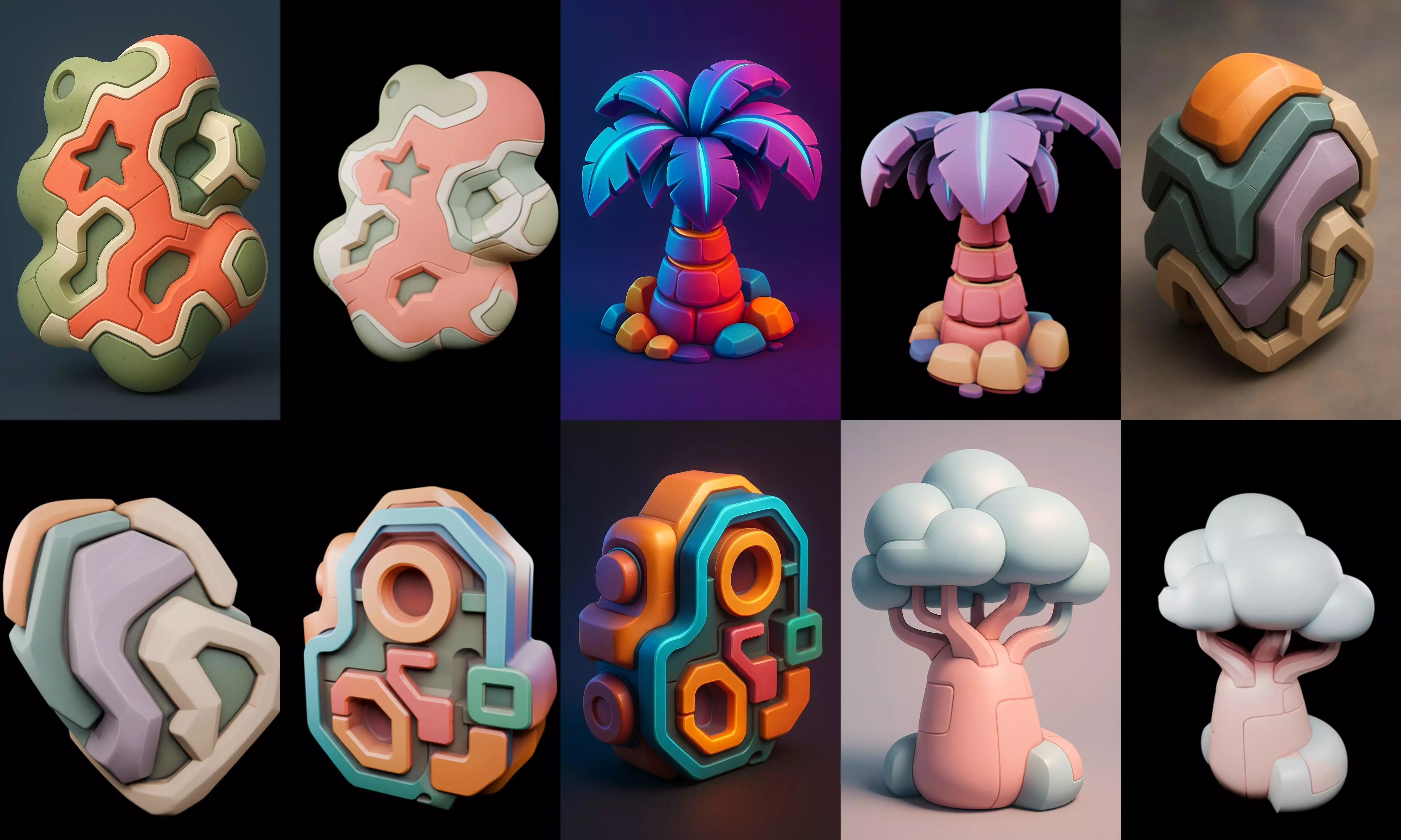 Abstract Shape bundle 9 pack 100 glb 3D model_8