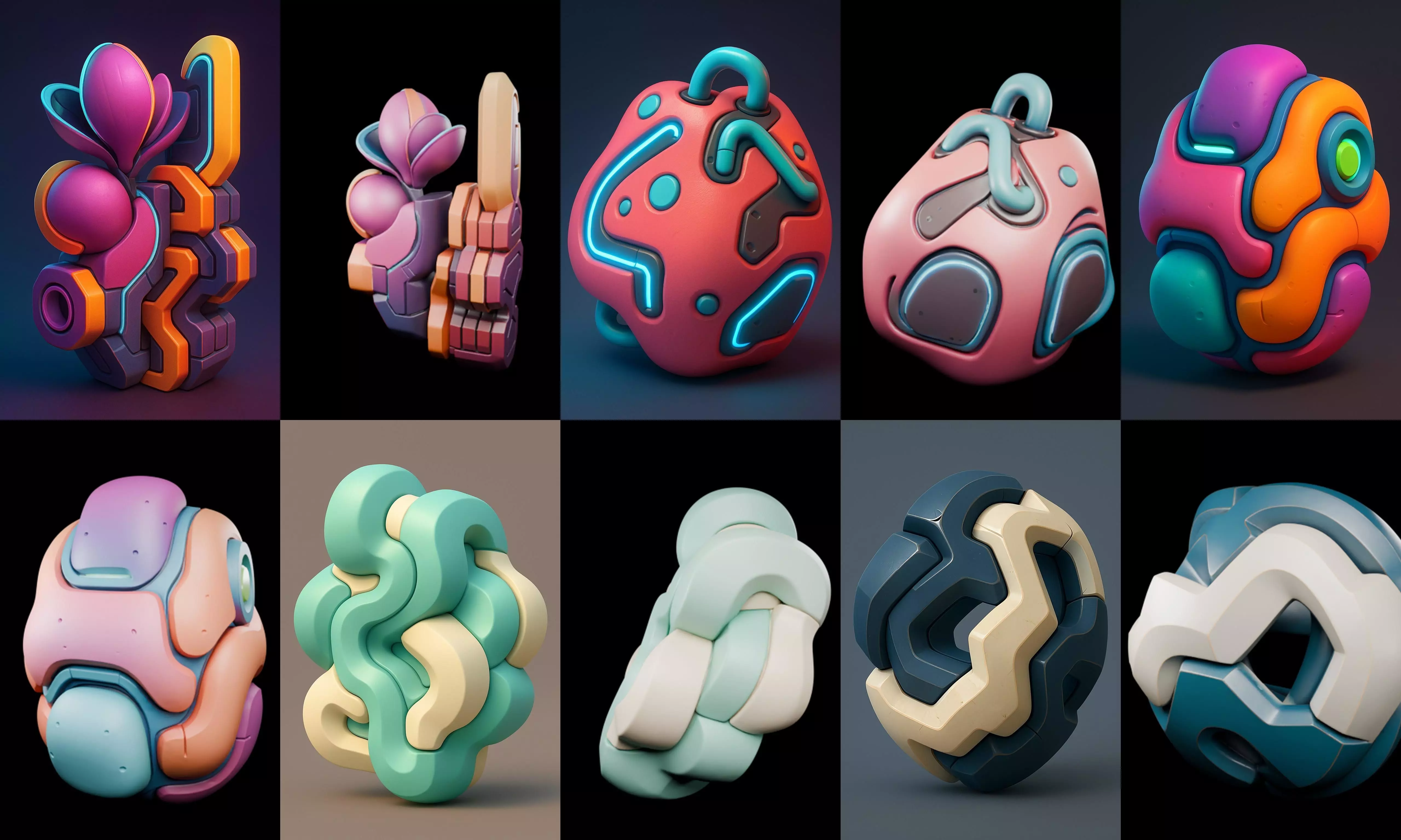 Abstract Shape bundle 9 pack 100 glb 3D model_16