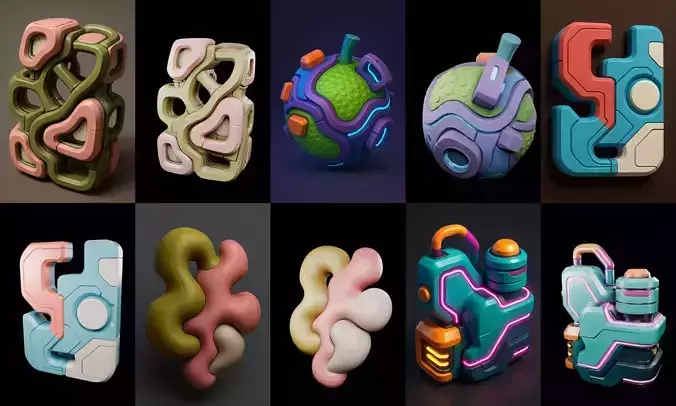 Abstract Shape bundle 8 pack 100 glb