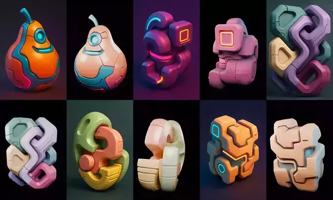 Abstract Shape bundle 7 pack 100 glb