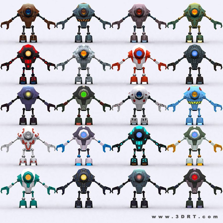 3DRT - Chibii-robot-06 Low-poly 3D model_3