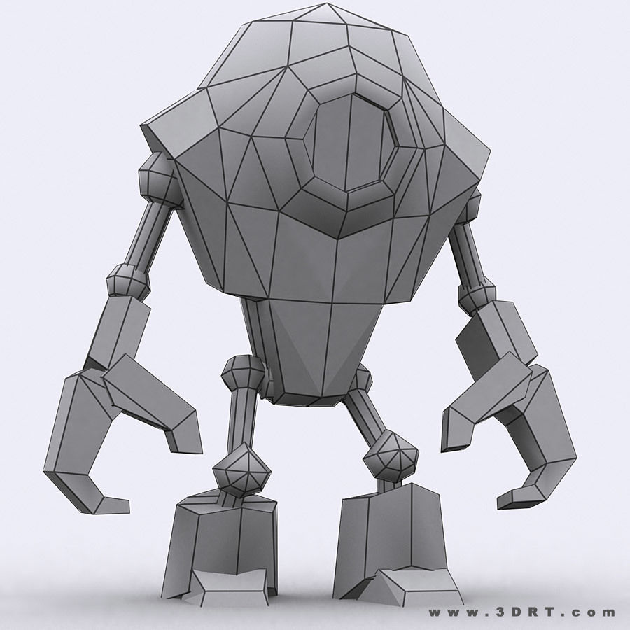 3DRT - Chibii-robot-06 Low-poly 3D model_7