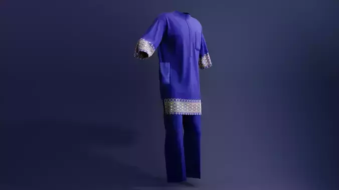 Men Blue and Gold Native - Kaftan Clo3D Project