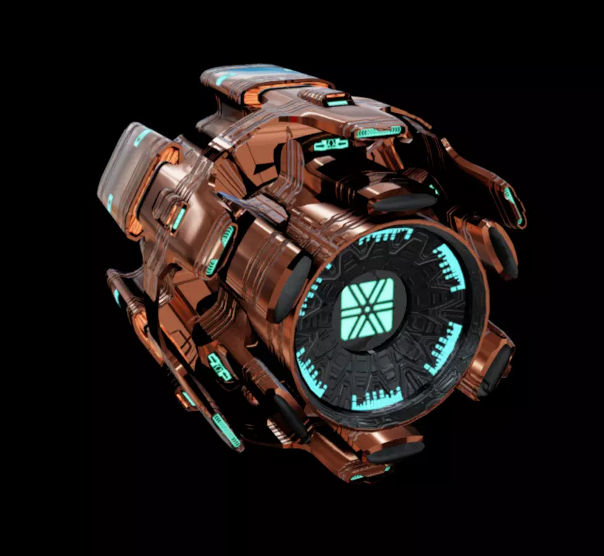 SciFi Engine Low-poly 3D model_4
