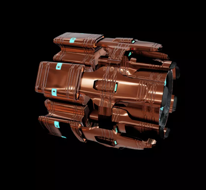 SciFi Engine Low-poly 3D model_3