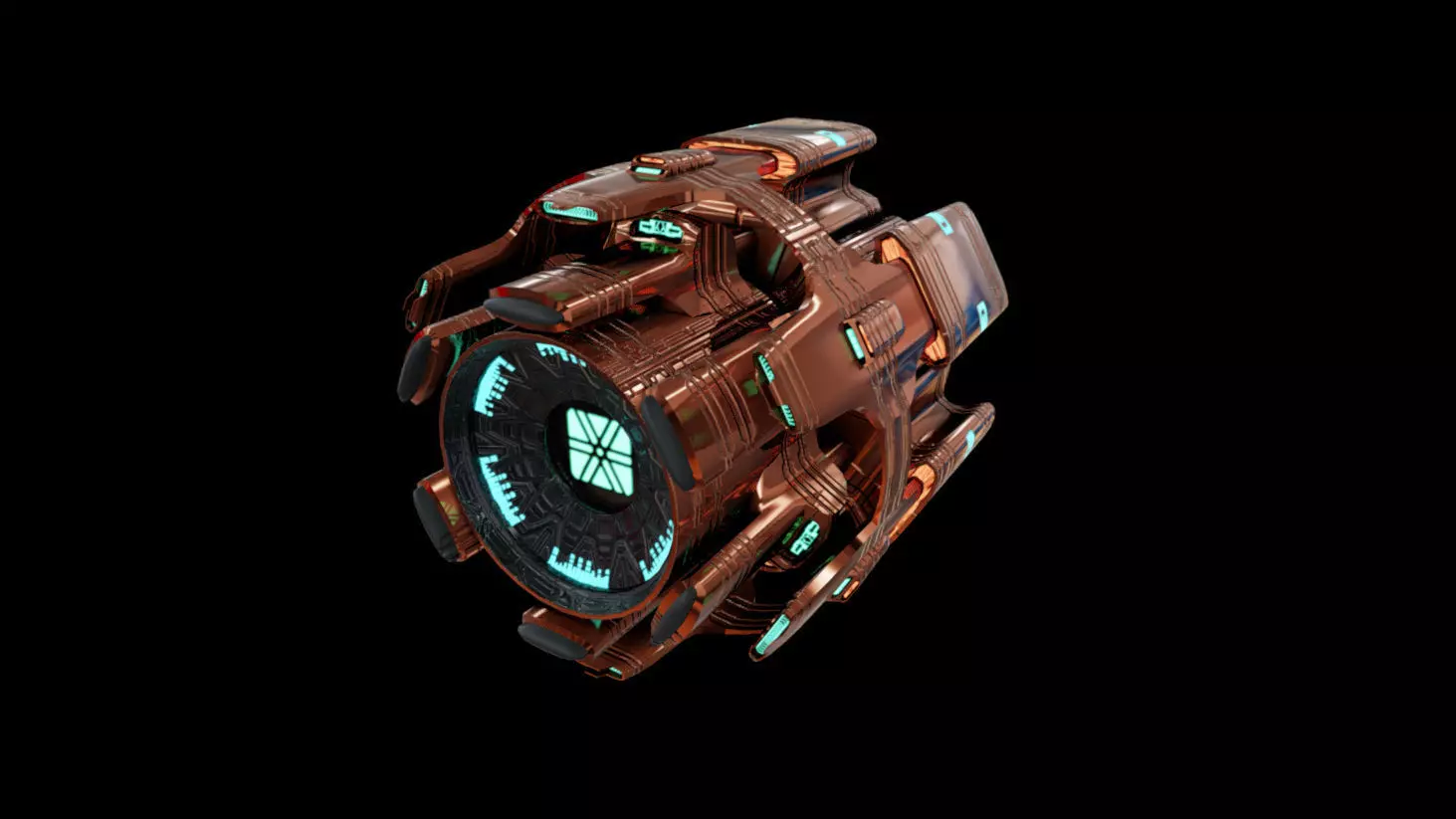 SciFi Engine Low-poly 3D model_0
