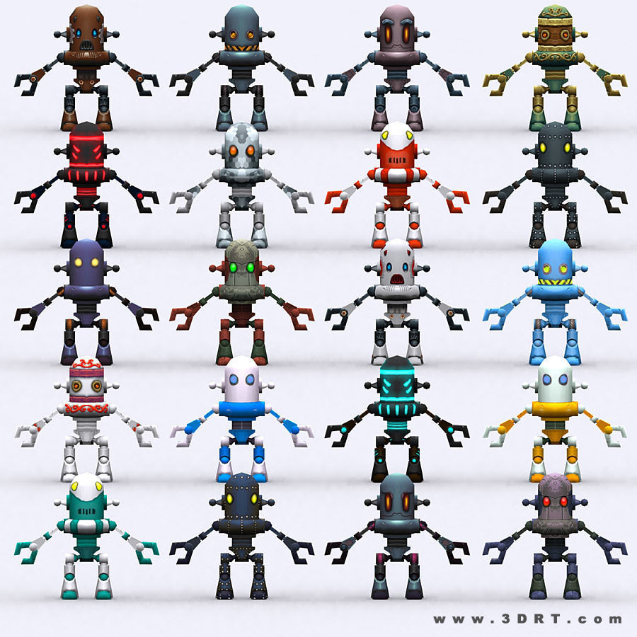 3DRT Chibii-robot 07 Low-poly 3D model_2