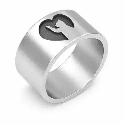 Cat Heart Ring 3D Printable Jewelry Model