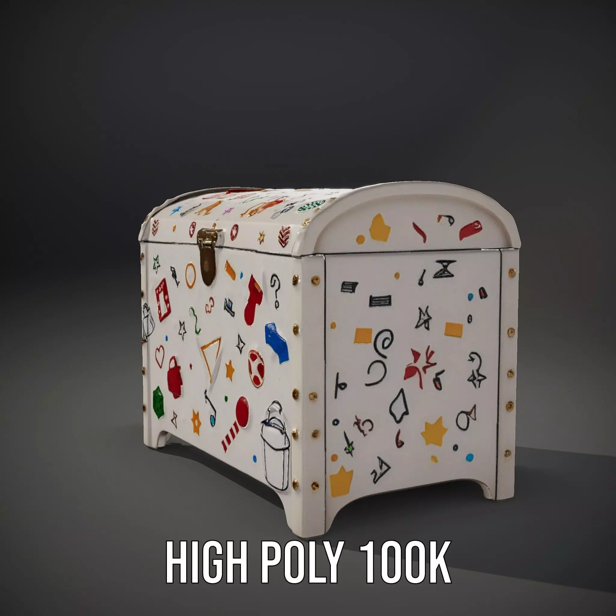 Colorful Toy Chest Model Pack with Decorative Pattern Low-poly 3D model_11