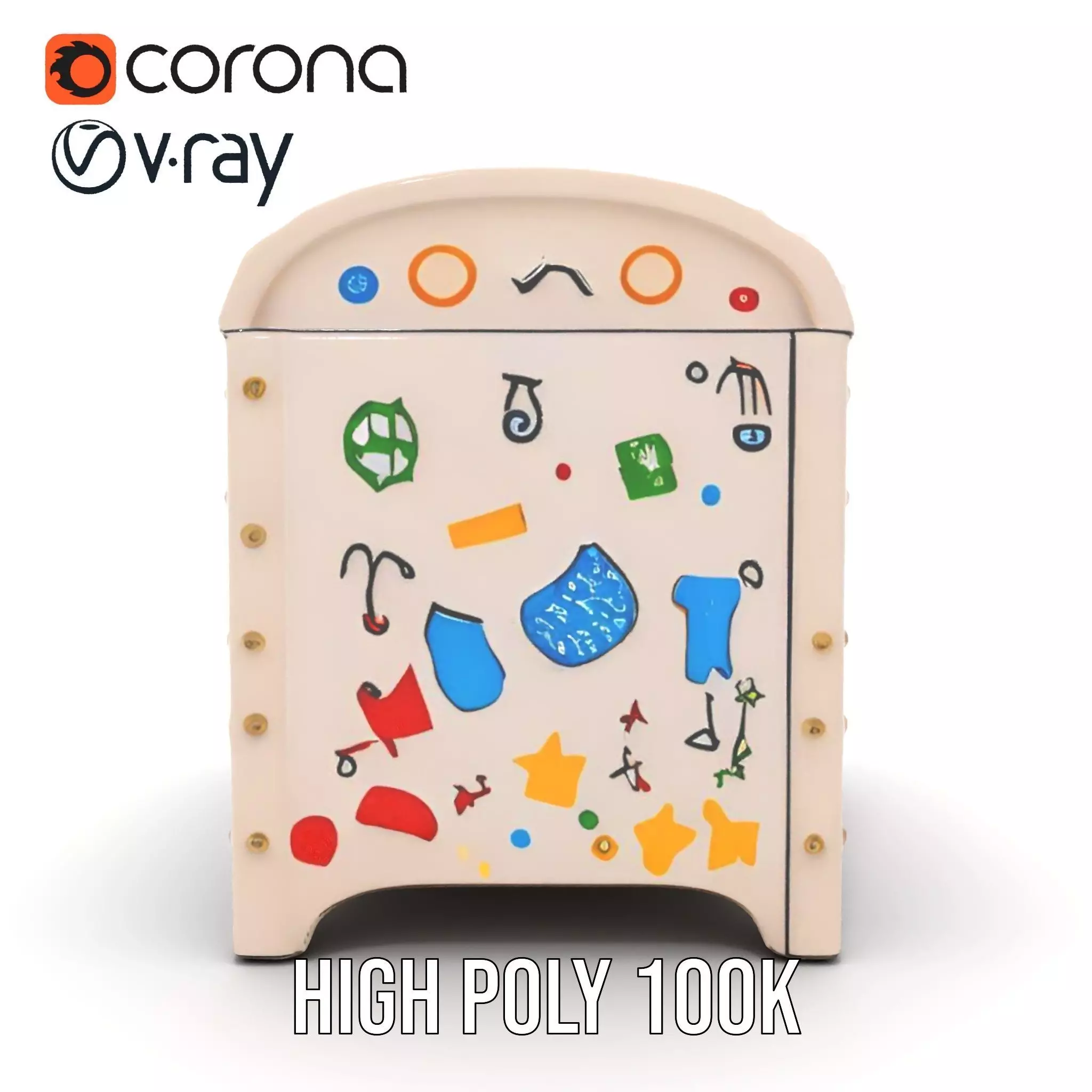 Colorful Toy Chest Model Pack with Decorative Pattern Low-poly 3D model_32