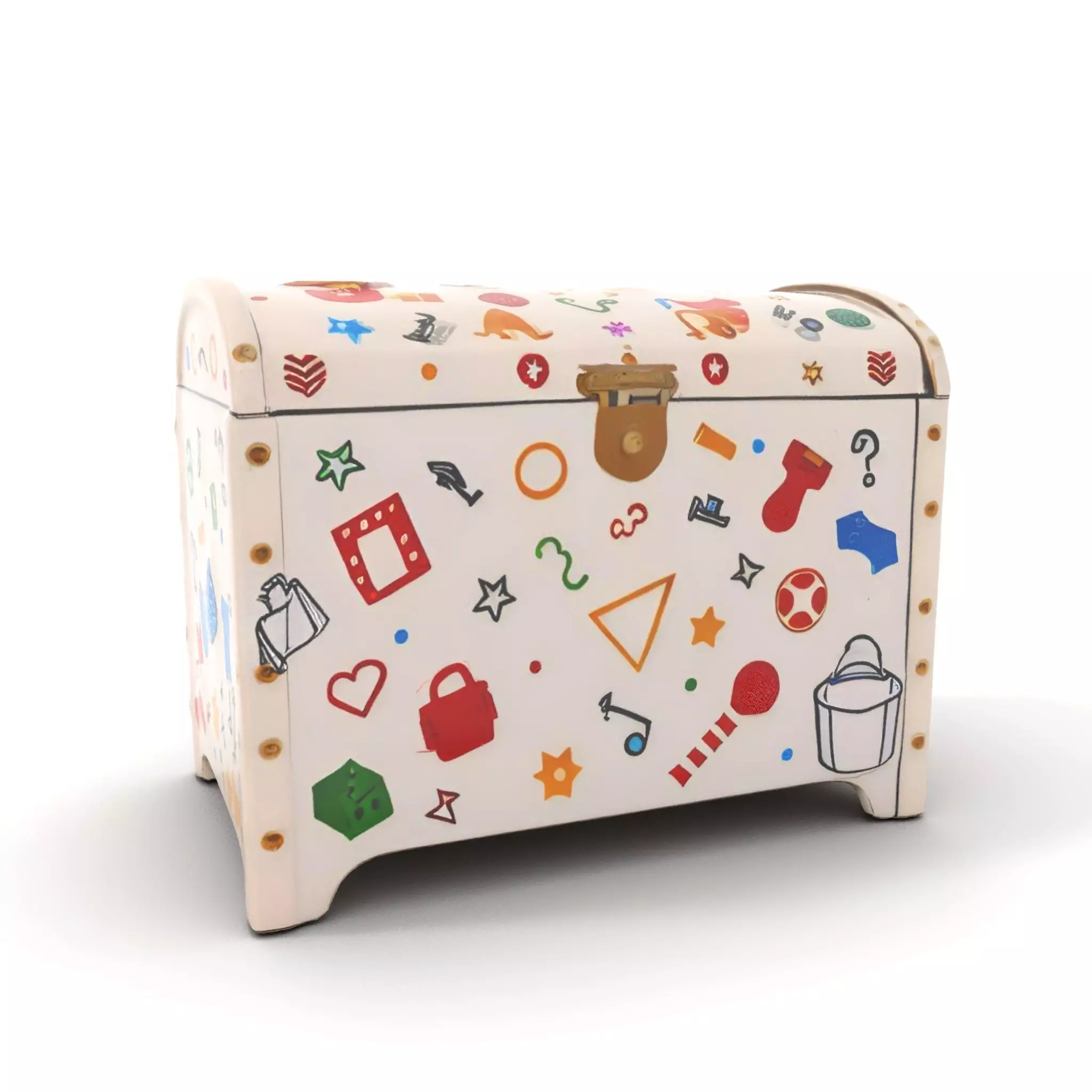 Colorful Toy Chest Model Pack with Decorative Pattern Low-poly 3D model_6