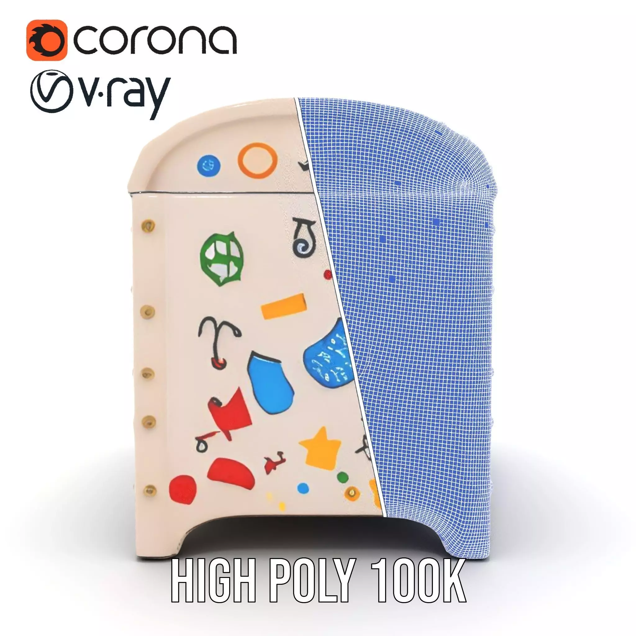 Colorful Toy Chest Model Pack with Decorative Pattern Low-poly 3D model_35