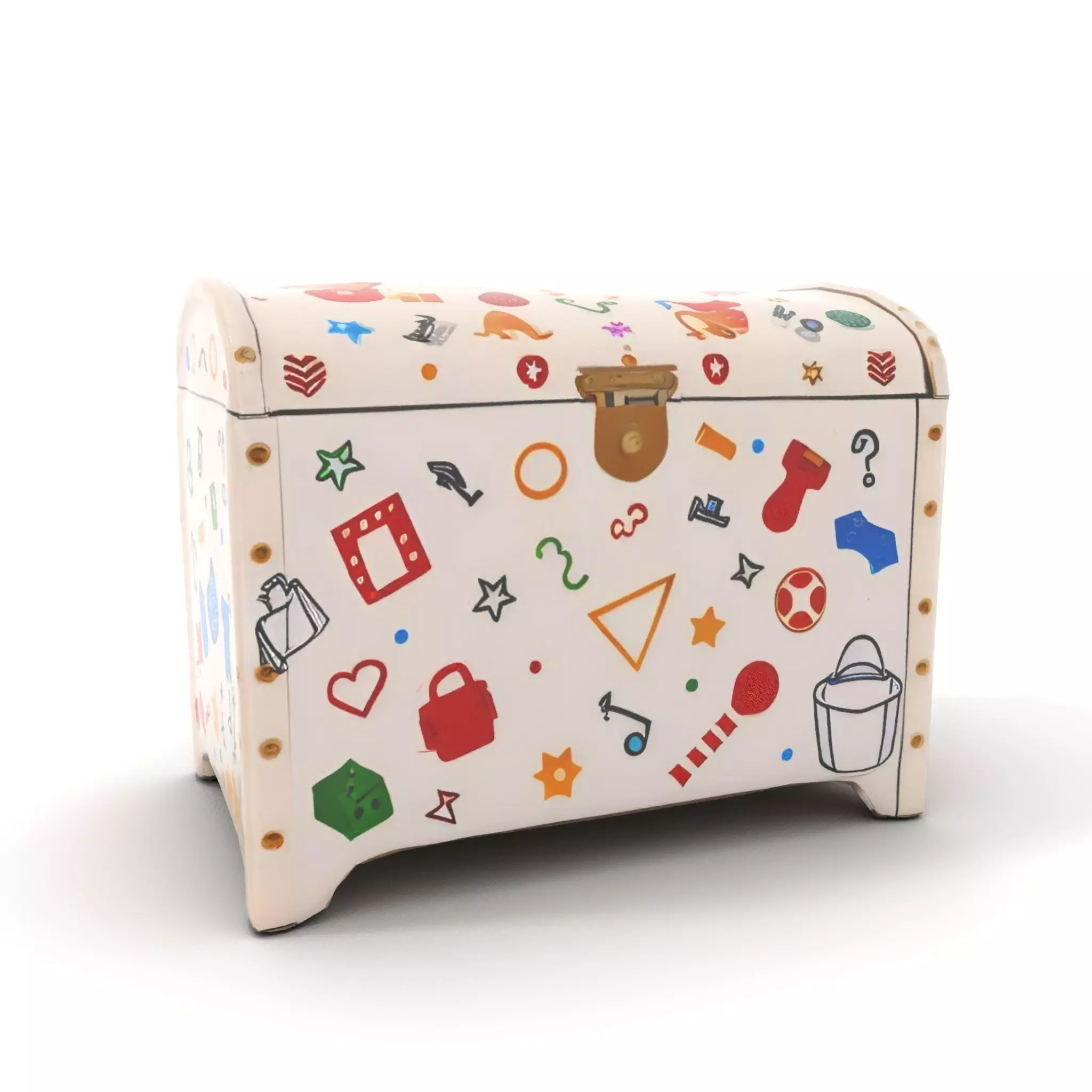 Colorful Toy Chest Model Pack with Decorative Pattern Low-poly 3D model_8