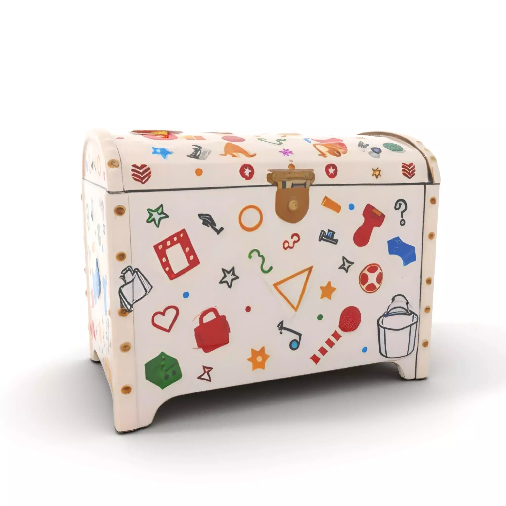 Colorful Toy Chest Model Pack with Decorative Pattern Low-poly 3D model_0