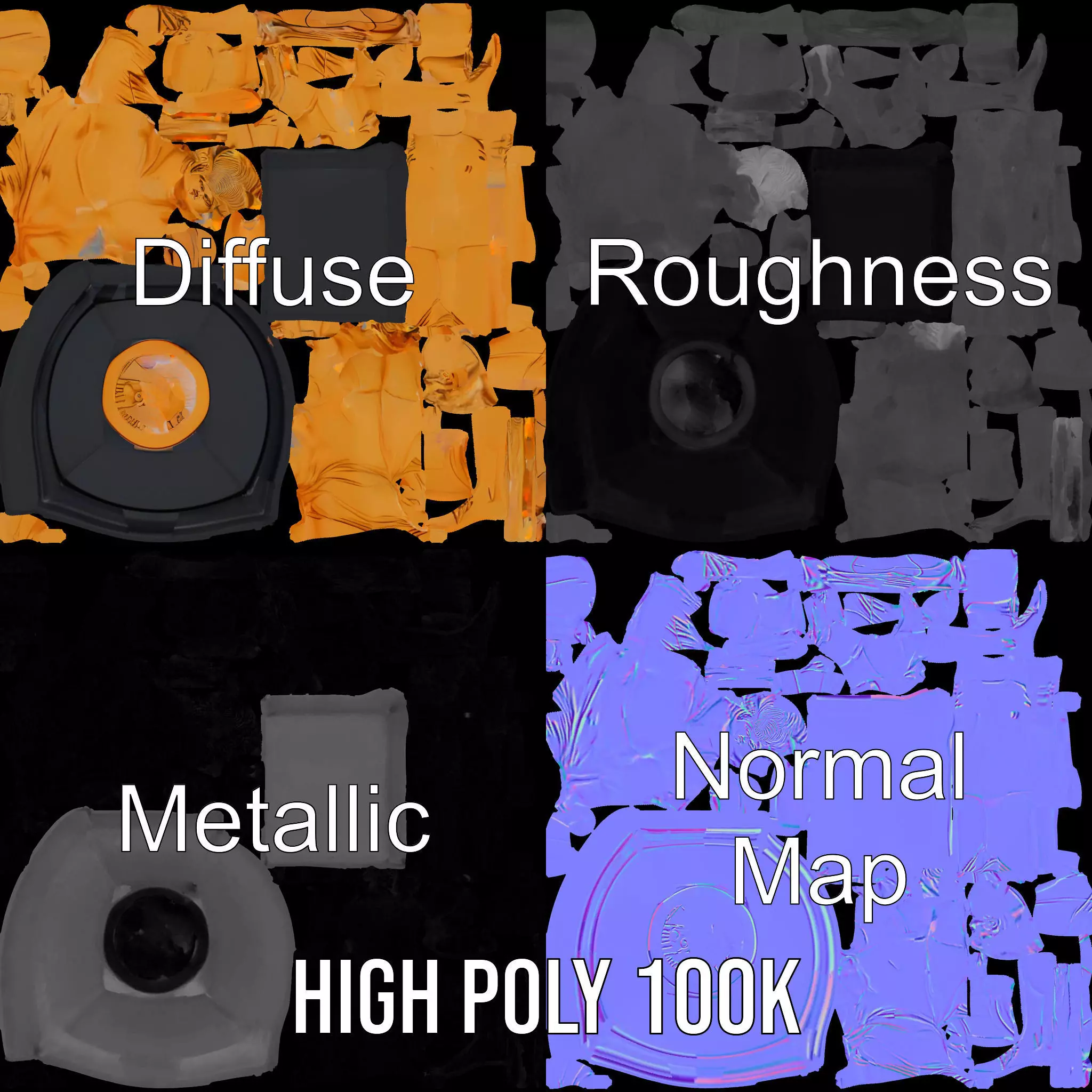 Gold Trophy Athlete Statue Model Pack Low-poly 3D model_3