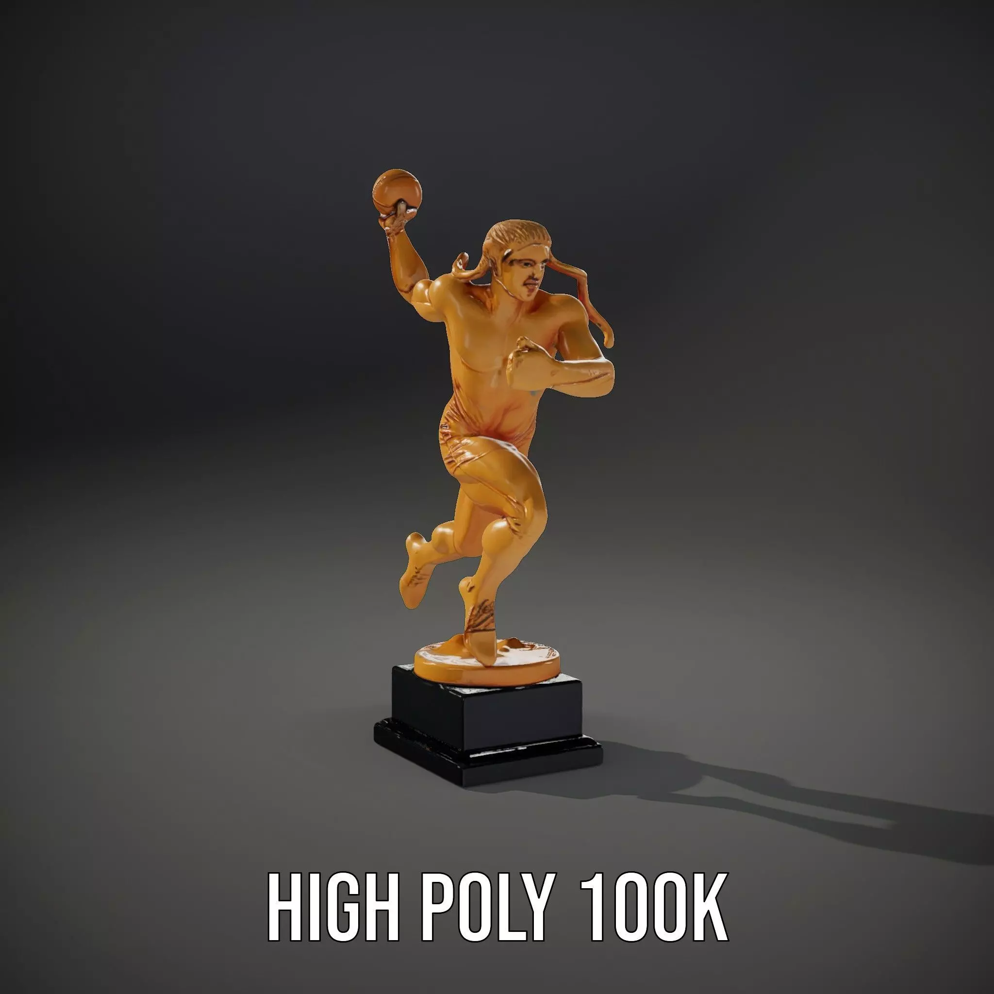 Gold Trophy Athlete Statue Model Pack Low-poly 3D model_10