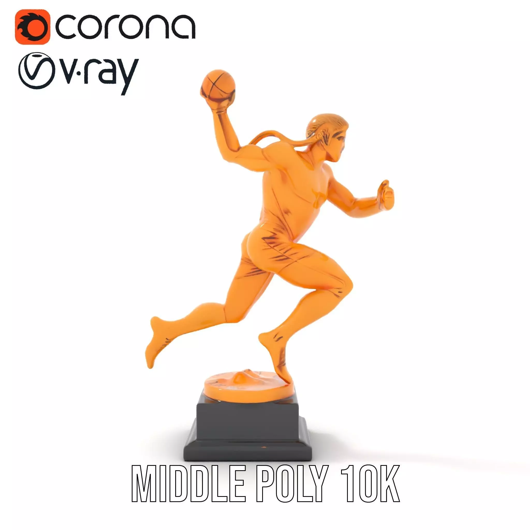 Gold Trophy Athlete Statue Model Pack Low-poly 3D model_6