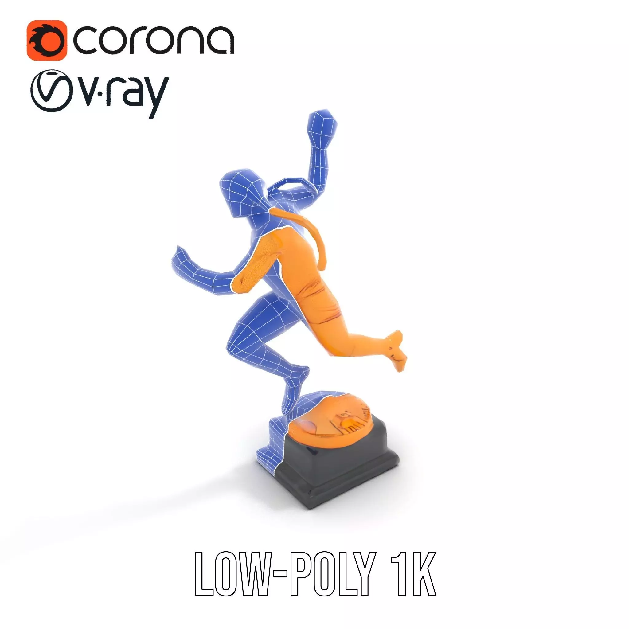 Gold Trophy Athlete Statue Model Pack Low-poly 3D model_30