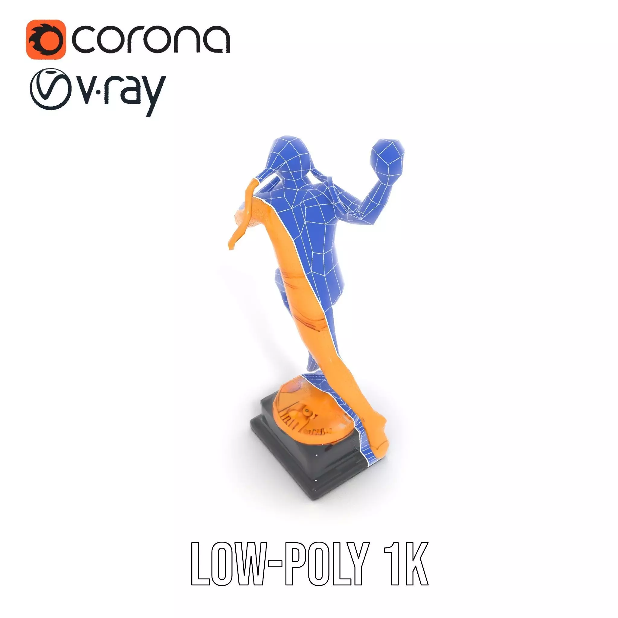 Gold Trophy Athlete Statue Model Pack Low-poly 3D model_22