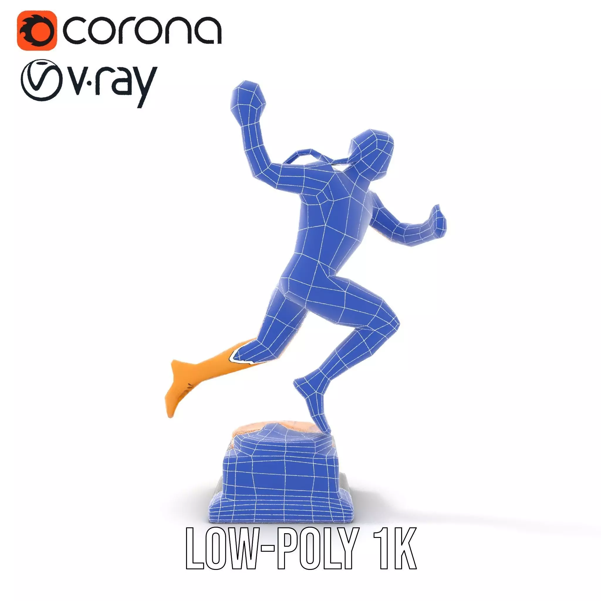 Gold Trophy Athlete Statue Model Pack Low-poly 3D model_27