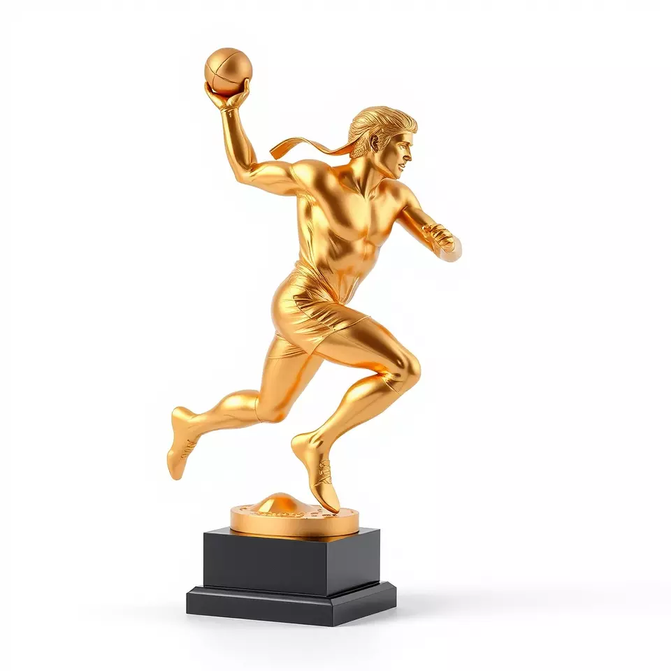 Gold Trophy Athlete Statue Model Pack Low-poly 3D model_2