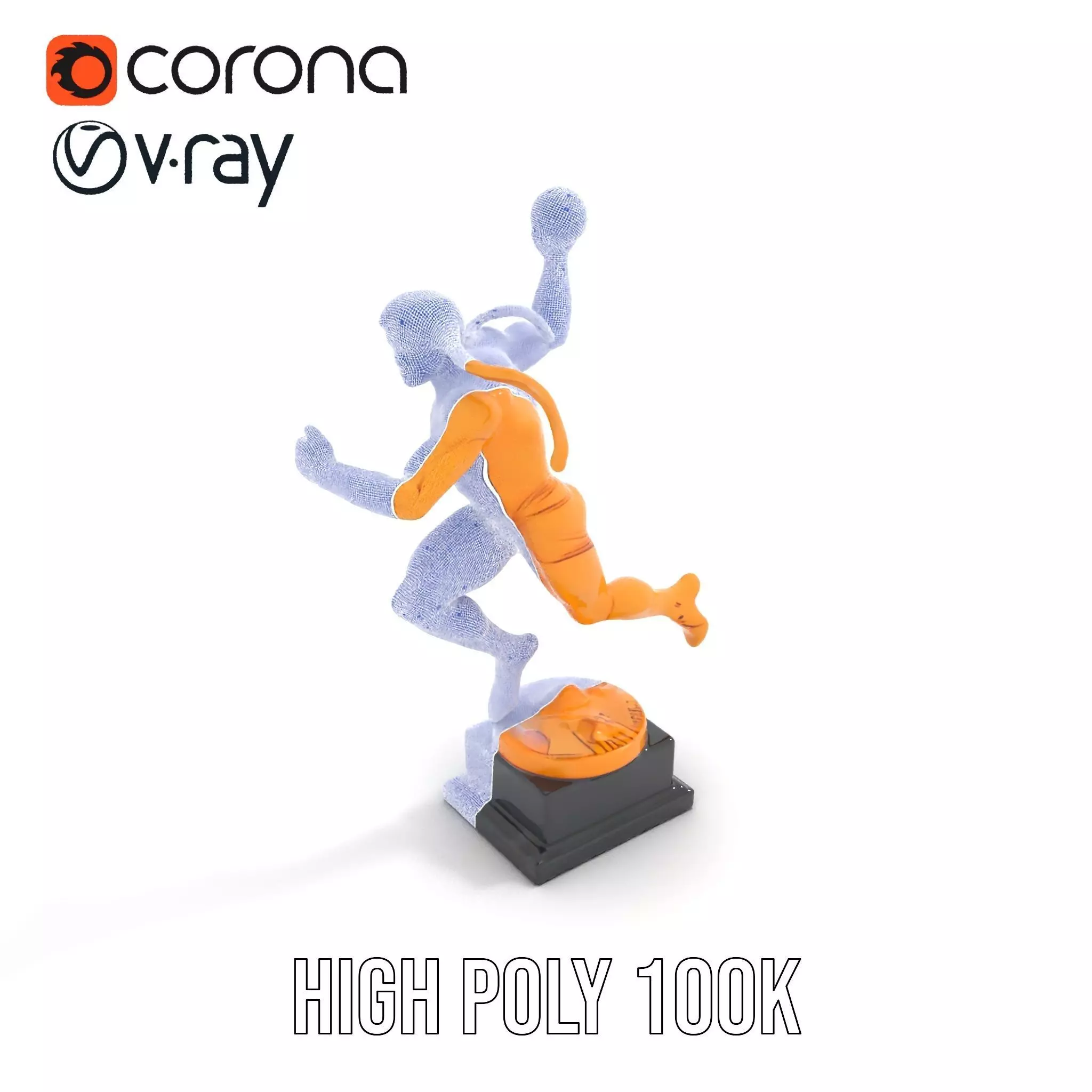 Gold Trophy Athlete Statue Model Pack Low-poly 3D model_34
