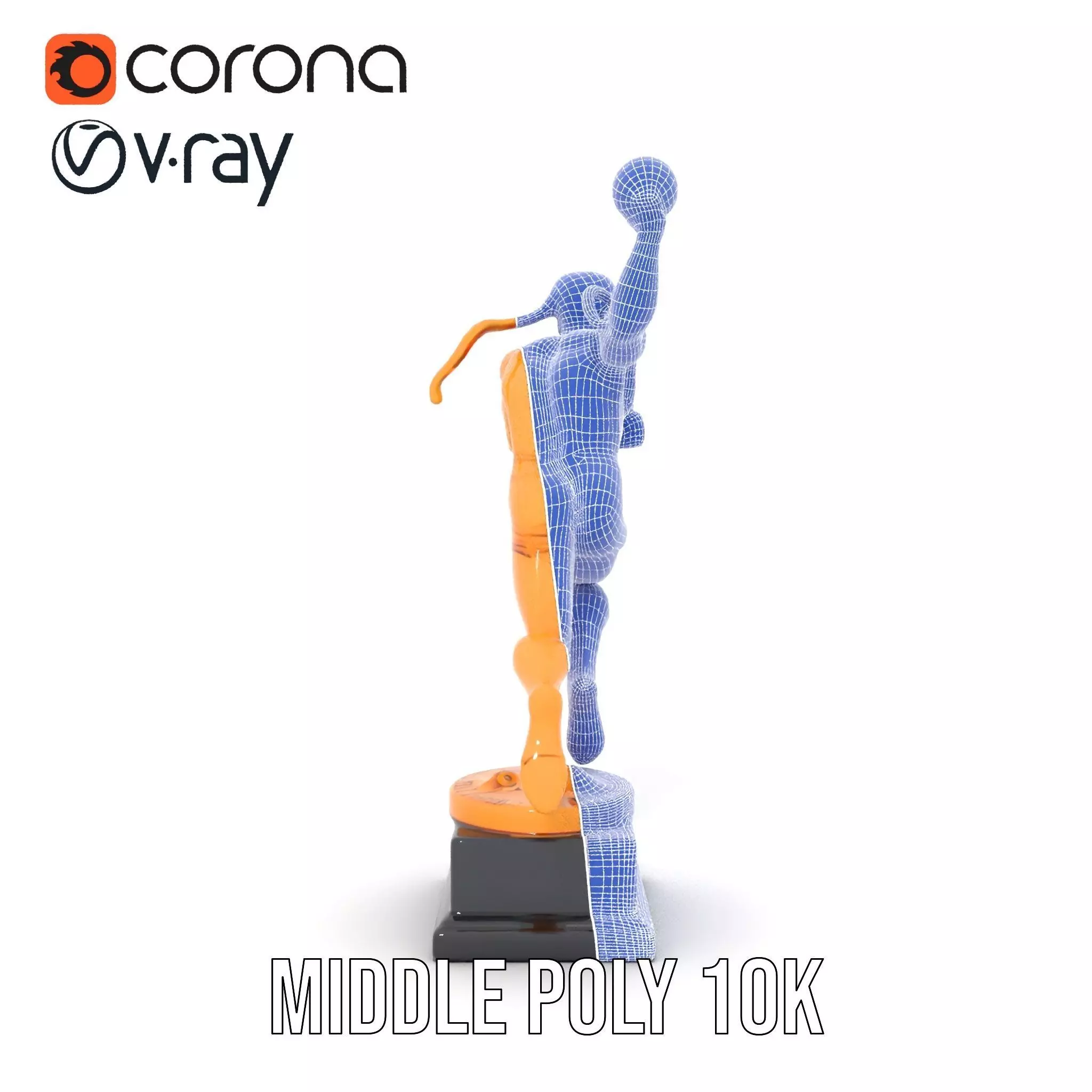 Gold Trophy Athlete Statue Model Pack Low-poly 3D model_26