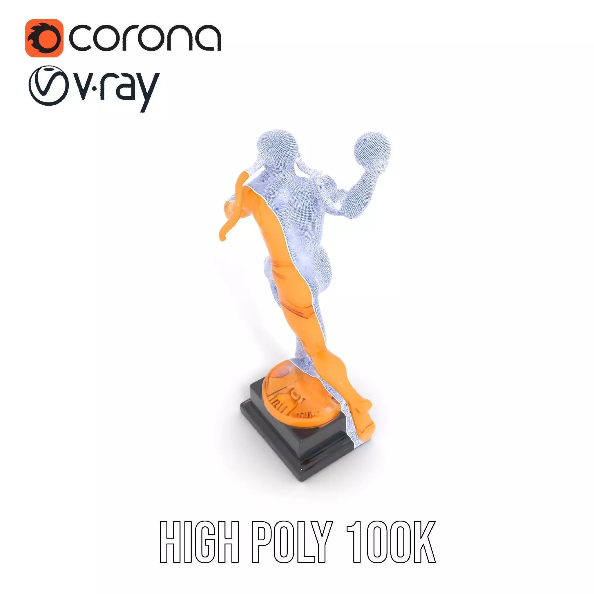 Gold Trophy Athlete Statue Model Pack Low-poly 3D model_33