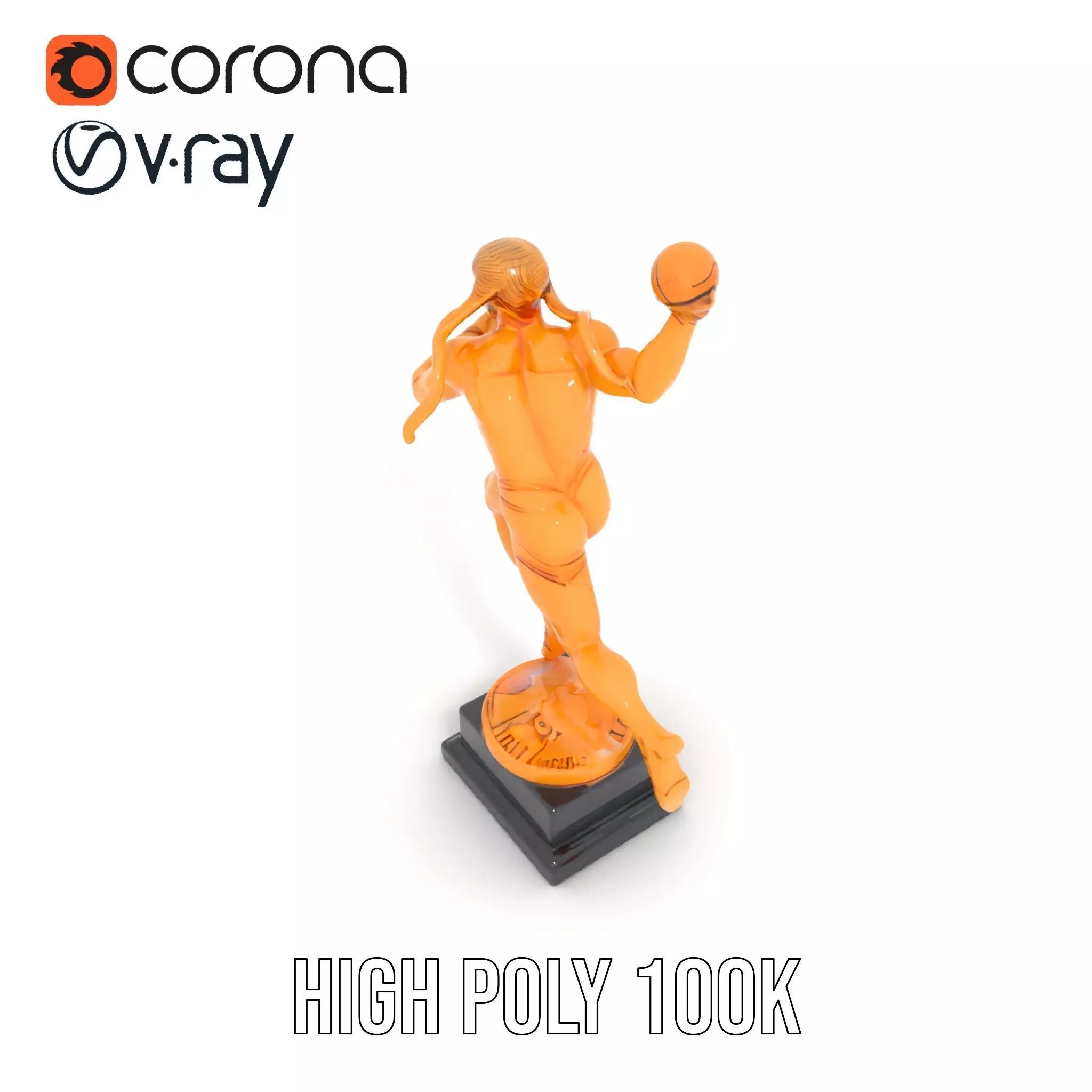 Gold Trophy Athlete Statue Model Pack Low-poly 3D model_23