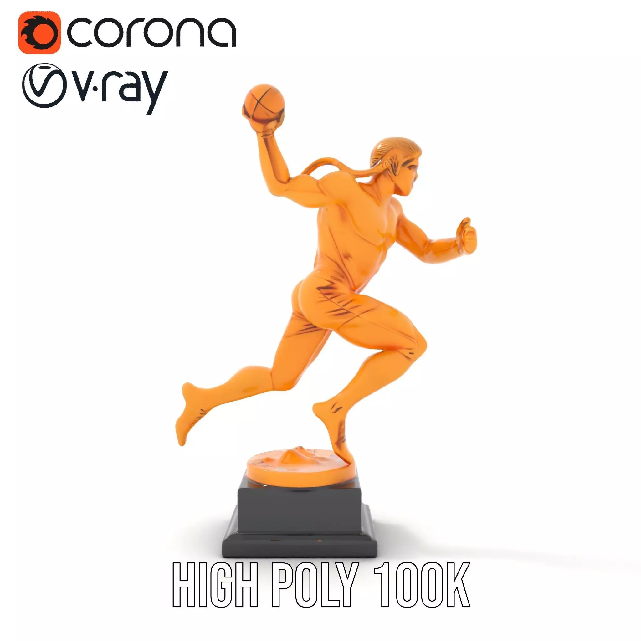 Gold Trophy Athlete Statue Model Pack Low-poly 3D model_20