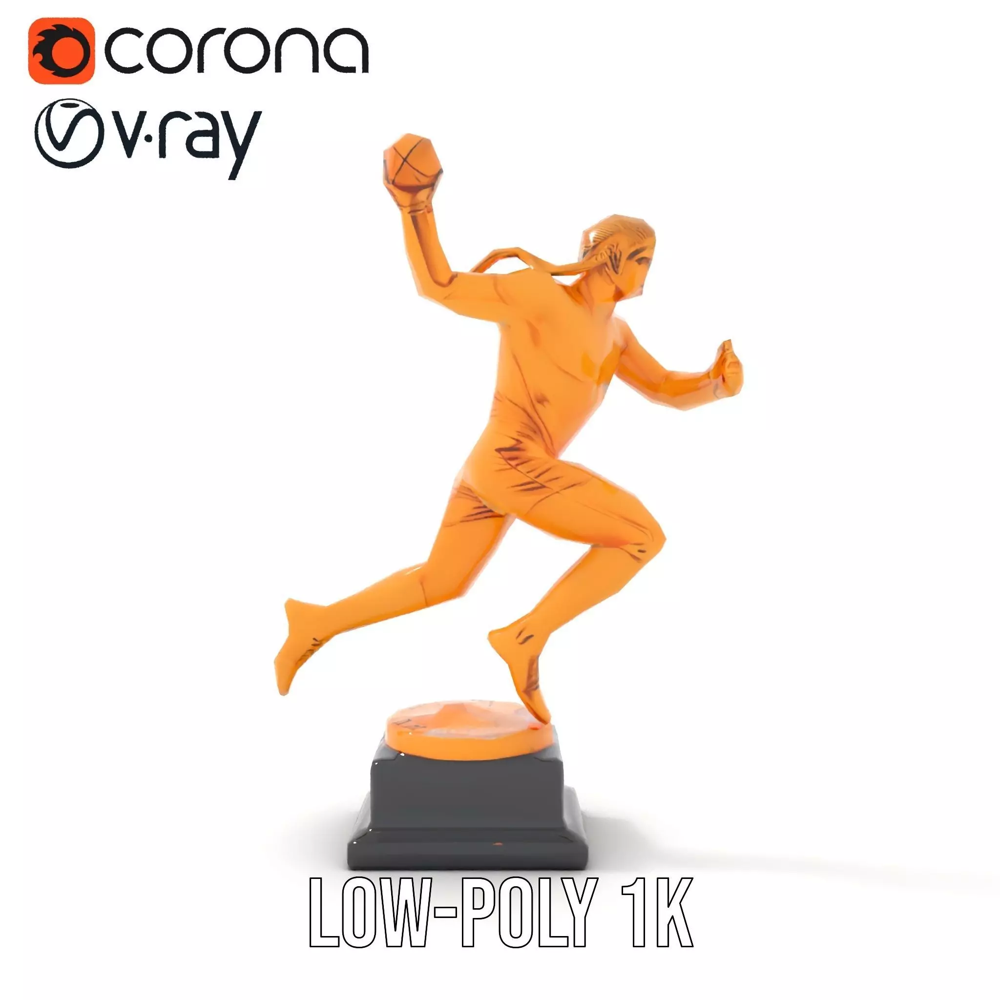 Gold Trophy Athlete Statue Model Pack Low-poly 3D model_14