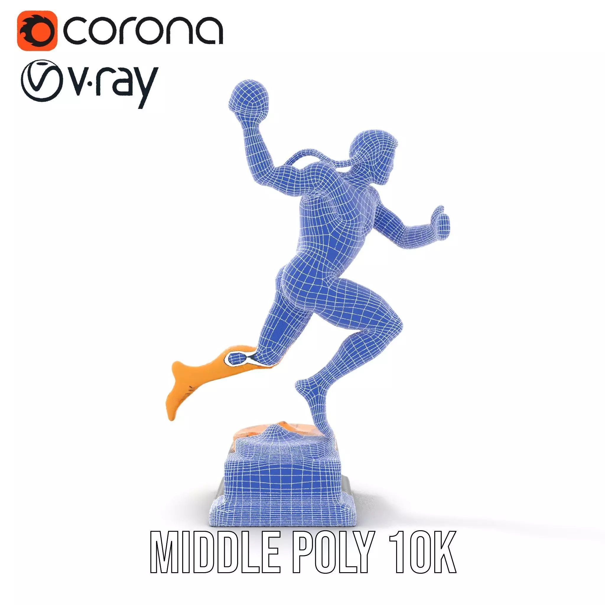 Gold Trophy Athlete Statue Model Pack Low-poly 3D model_29