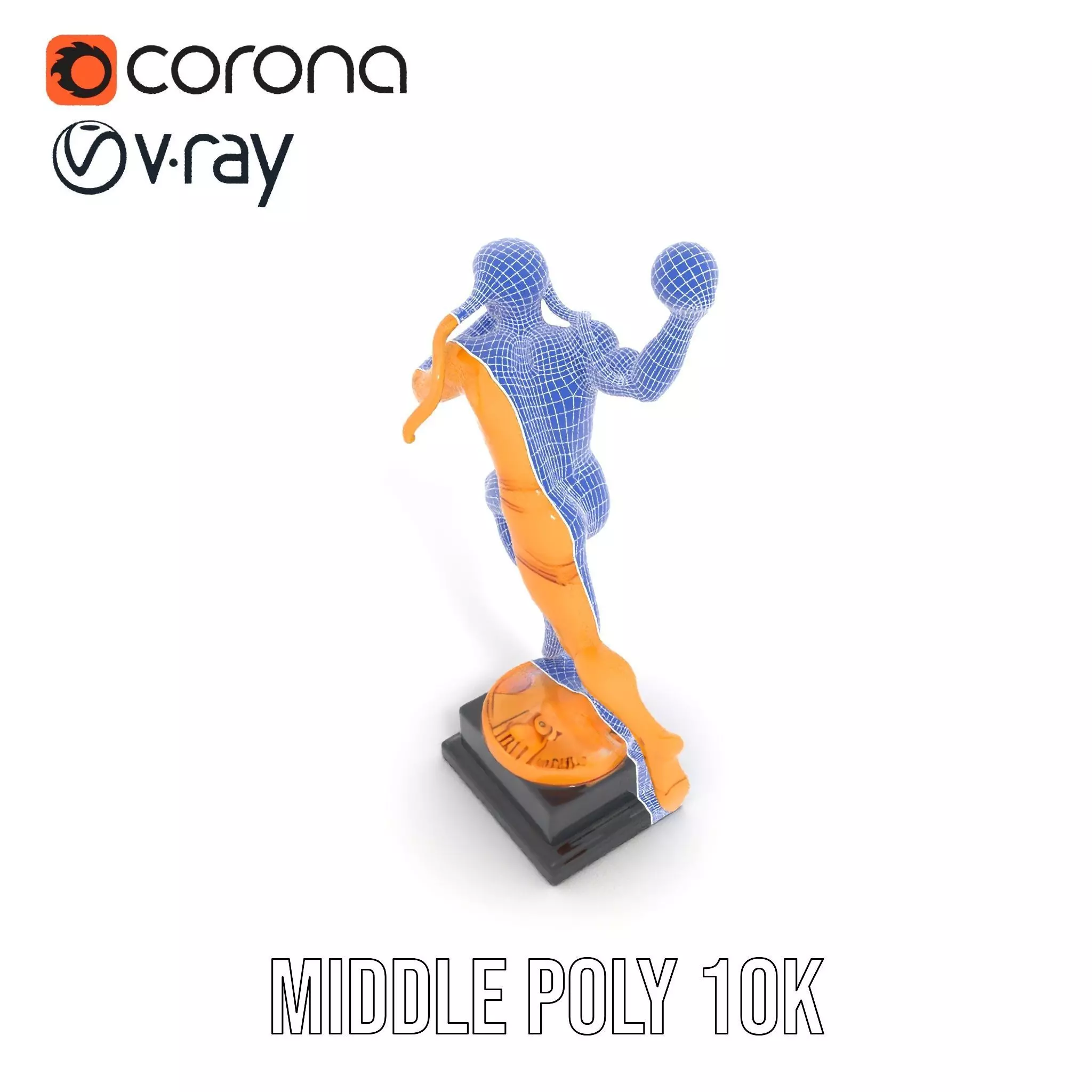 Gold Trophy Athlete Statue Model Pack Low-poly 3D model_24