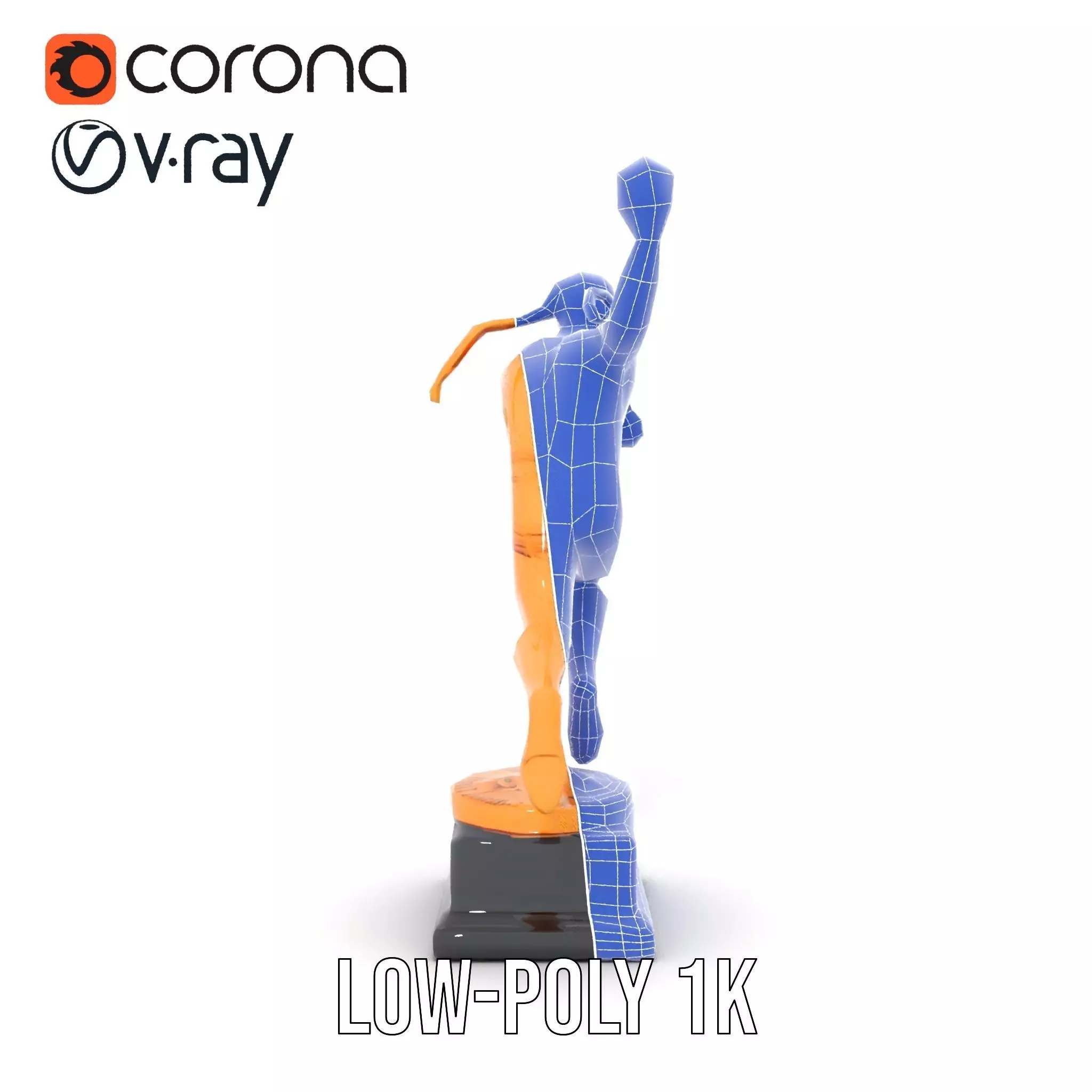 Gold Trophy Athlete Statue Model Pack Low-poly 3D model_25