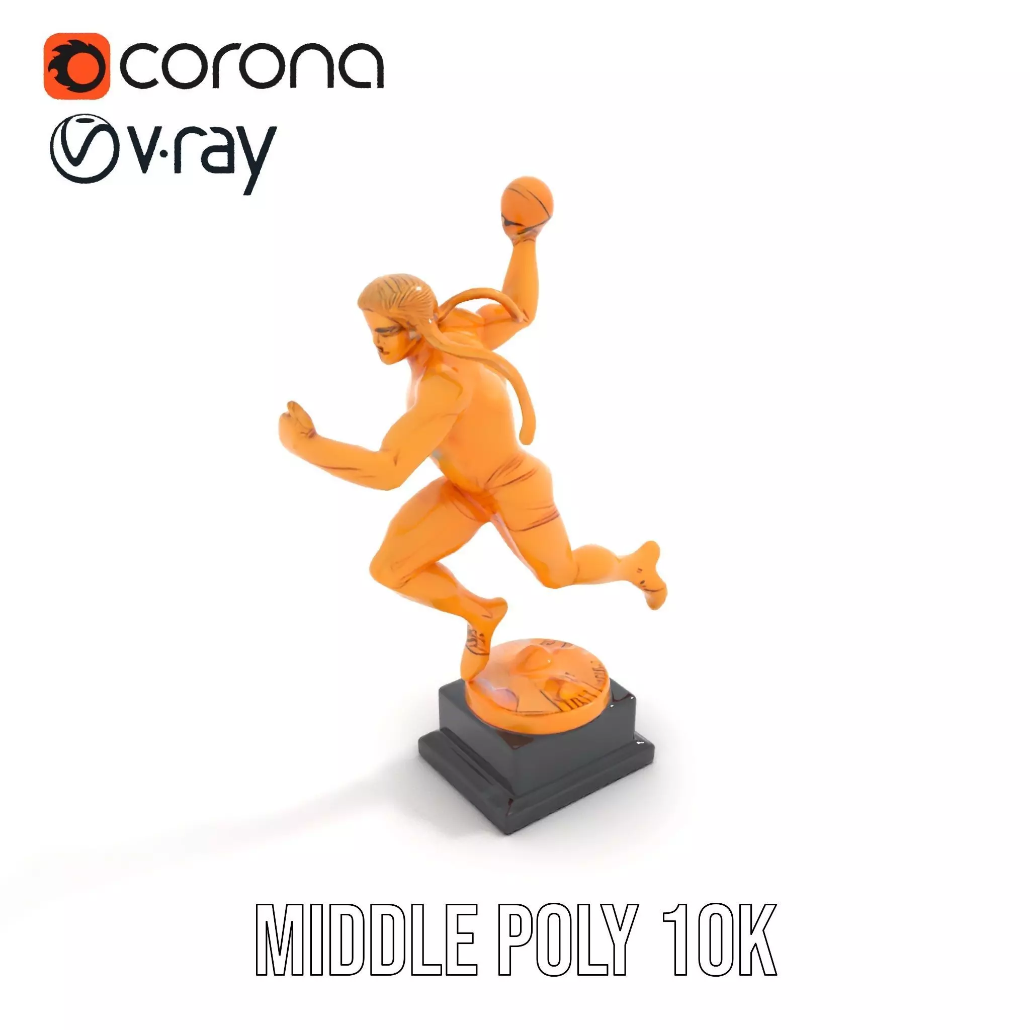 Gold Trophy Athlete Statue Model Pack Low-poly 3D model_15