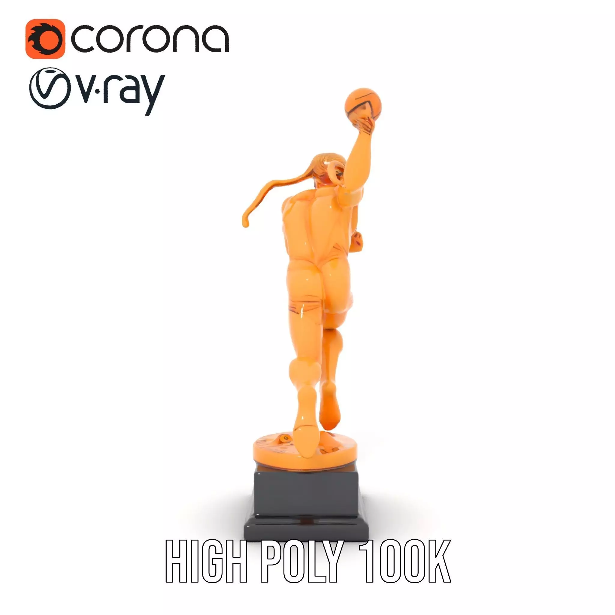Gold Trophy Athlete Statue Model Pack Low-poly 3D model_31