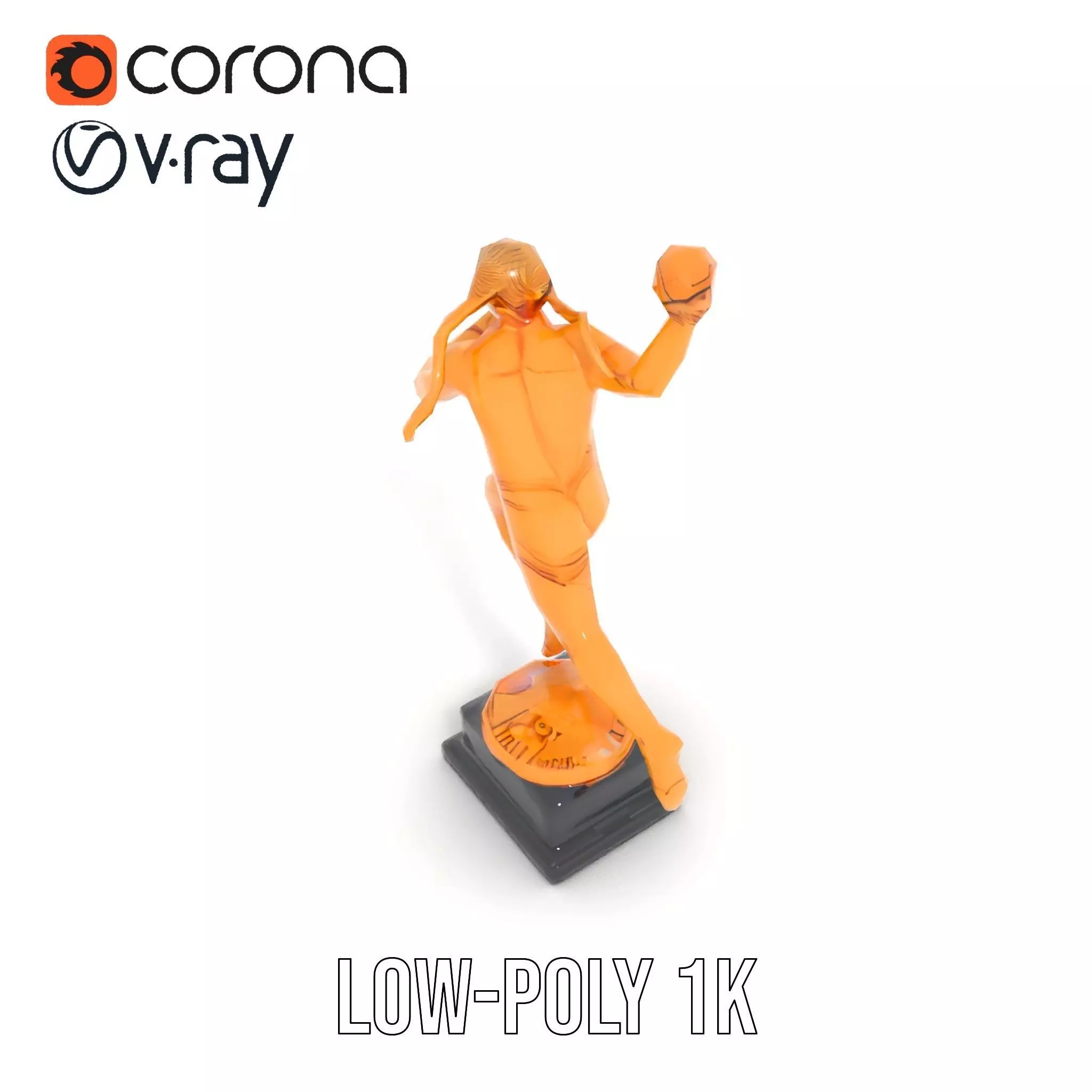 Gold Trophy Athlete Statue Model Pack Low-poly 3D model_12