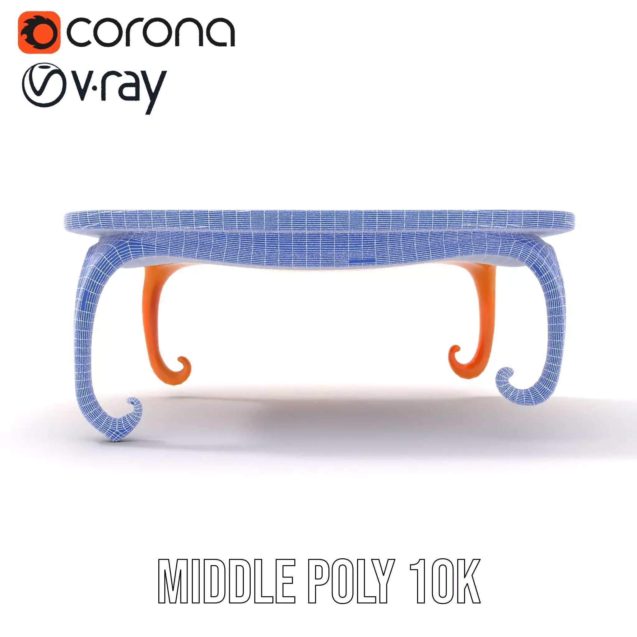 Colorful Retro Coffee Table Model Pack with Decorative Surface Low-poly 3D model_29