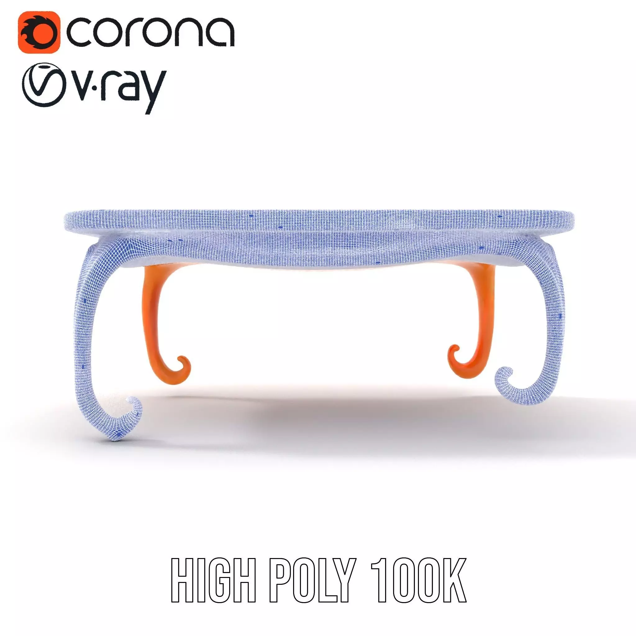 Colorful Retro Coffee Table Model Pack with Decorative Surface Low-poly 3D model_34