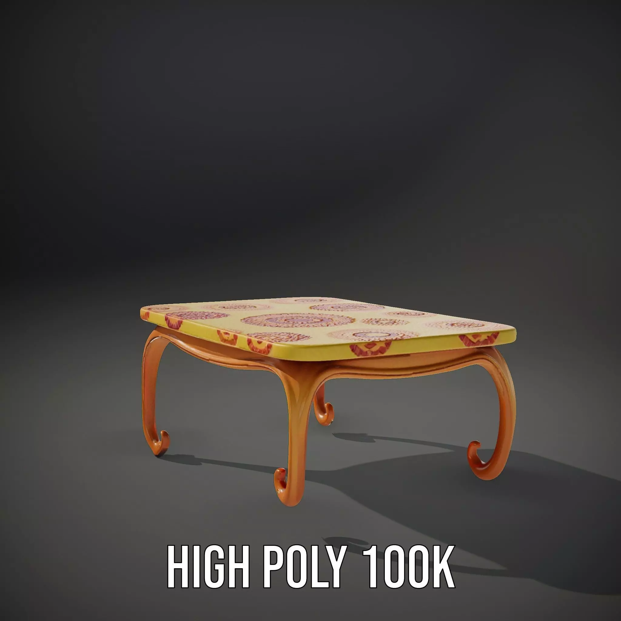 Colorful Retro Coffee Table Model Pack with Decorative Surface Low-poly 3D model_10
