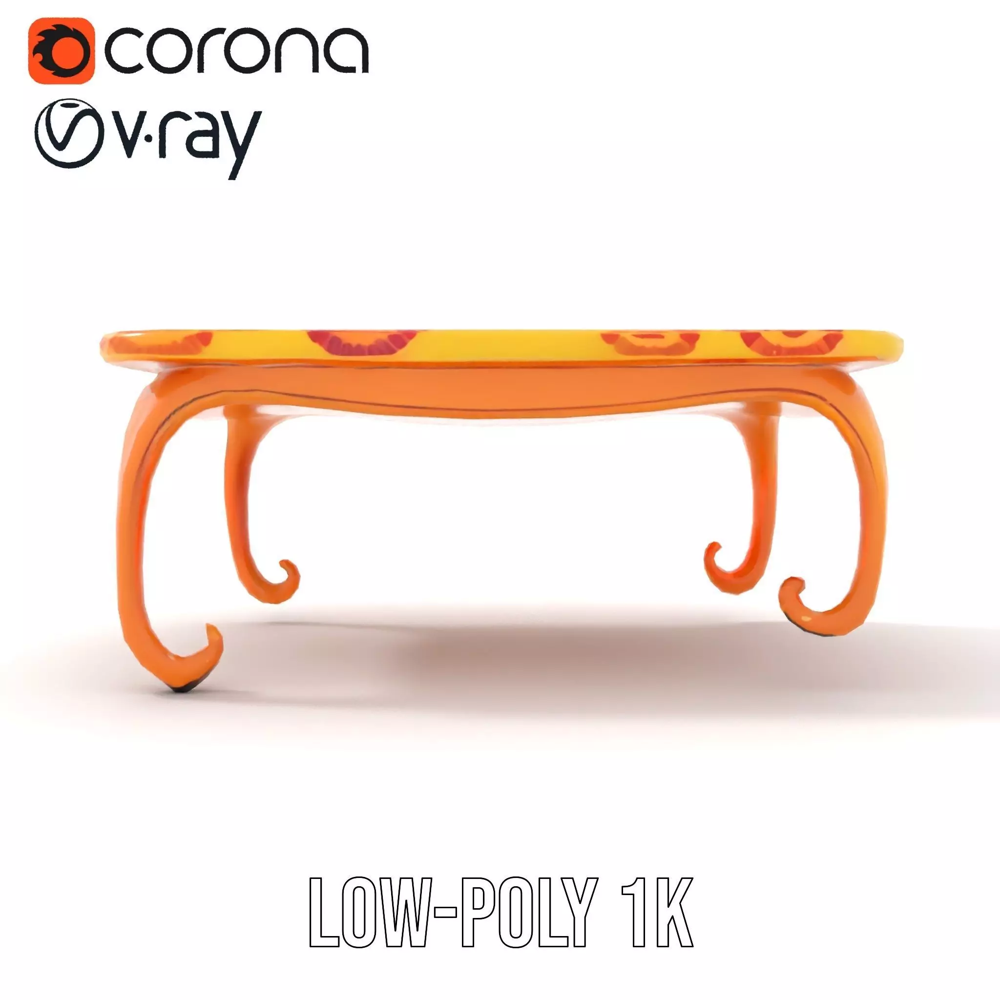 Colorful Retro Coffee Table Model Pack with Decorative Surface Low-poly 3D model_14
