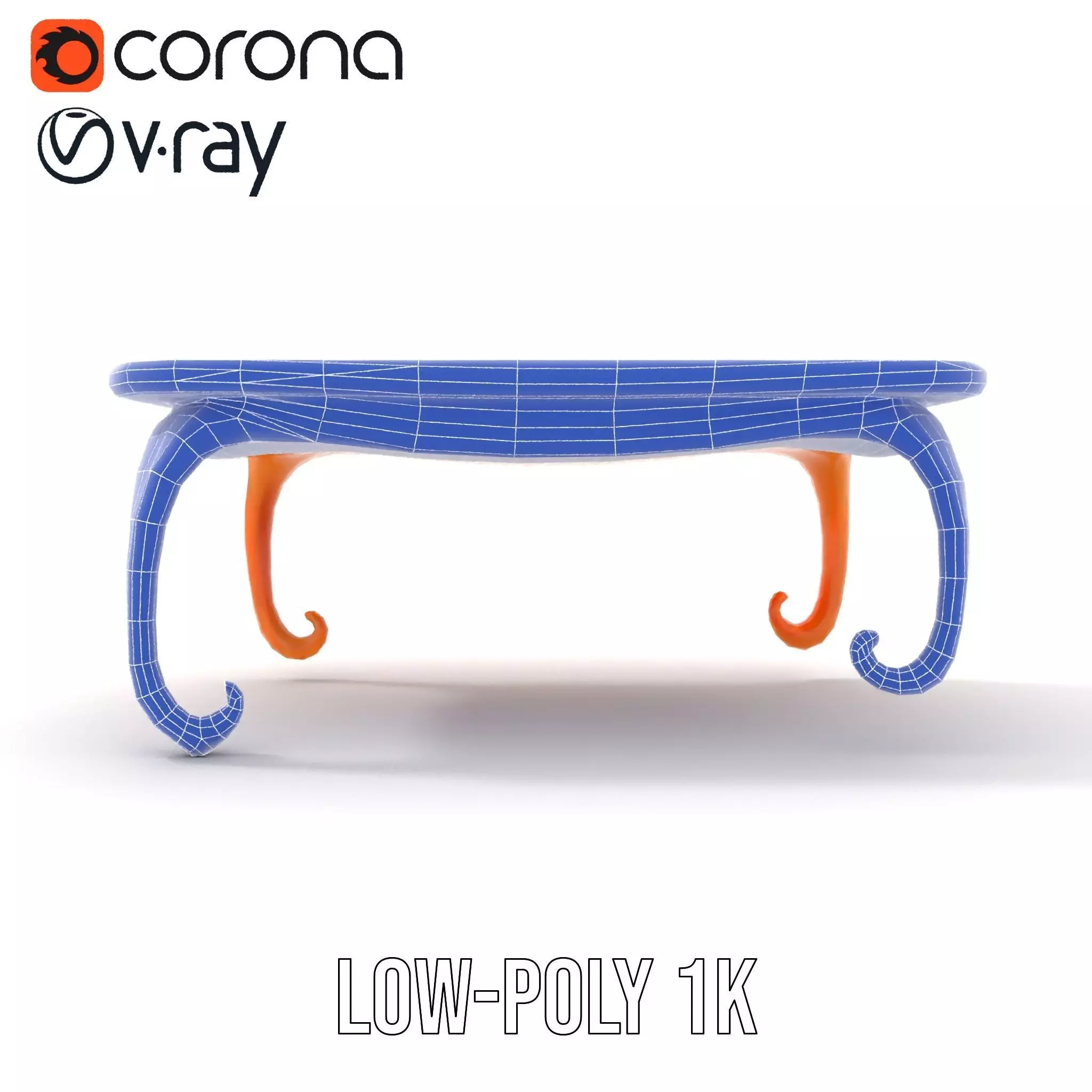 Colorful Retro Coffee Table Model Pack with Decorative Surface Low-poly 3D model_28