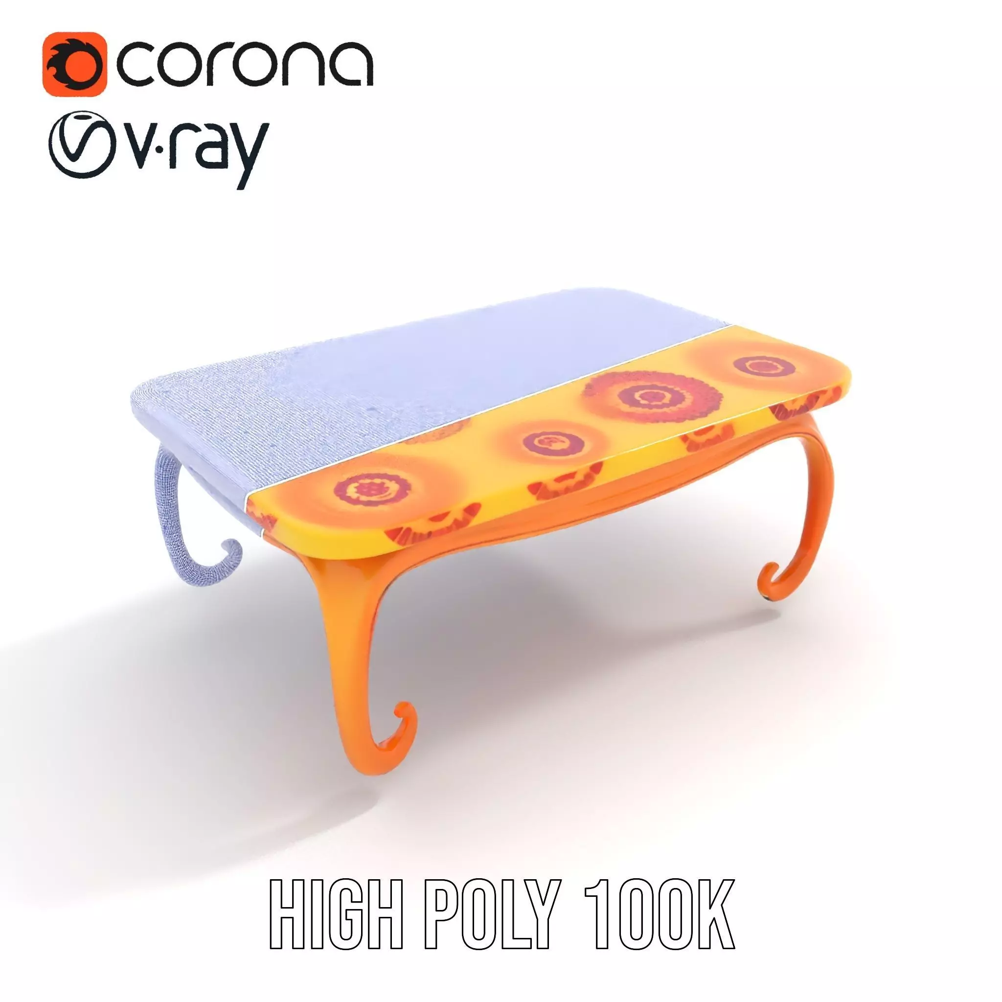 Colorful Retro Coffee Table Model Pack with Decorative Surface Low-poly 3D model_31