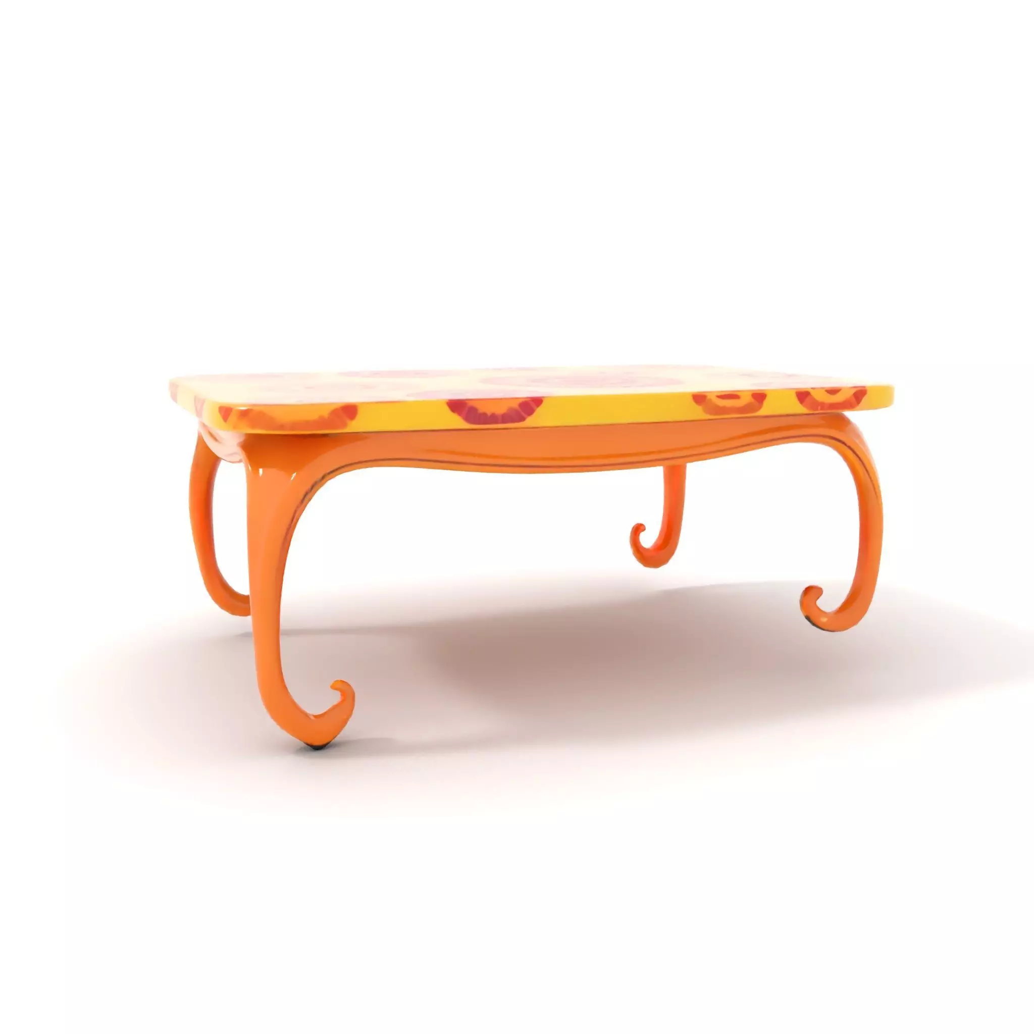 Colorful Retro Coffee Table Model Pack with Decorative Surface Low-poly 3D model_6
