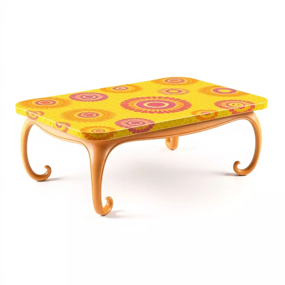 Colorful Retro Coffee Table Model Pack with Decorative Surface Low-poly 3D model_2
